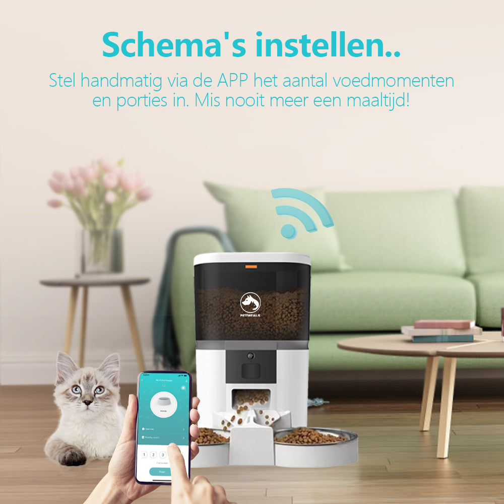 PetMeals® Smart WiFi-Enabled Automatic Feeder - Dual Bowl Design - modernized.nl