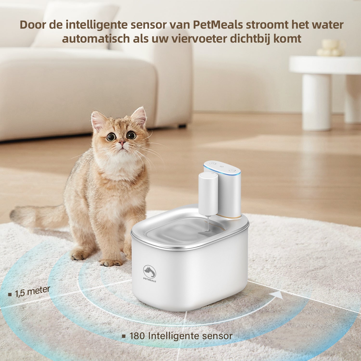 PetMeals® Drinkfontein voor Katten en Honden - Slimme Drinkfontein met App - 4L Voor ultieme hydratatie! - modernized.nl