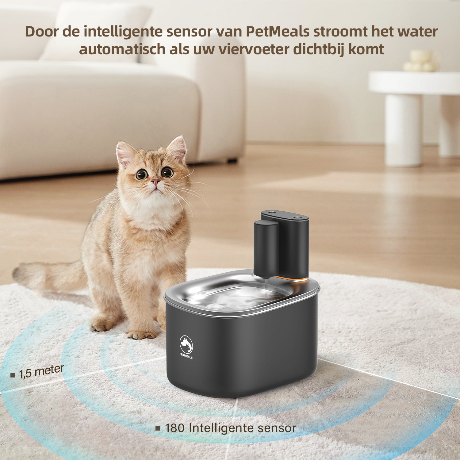 PetMeals® Drinkfontein voor Kat en Hond - Slimme Kattenfontein met App - 4L Verfrissing voor uw Huisdieren! - modernized.nl