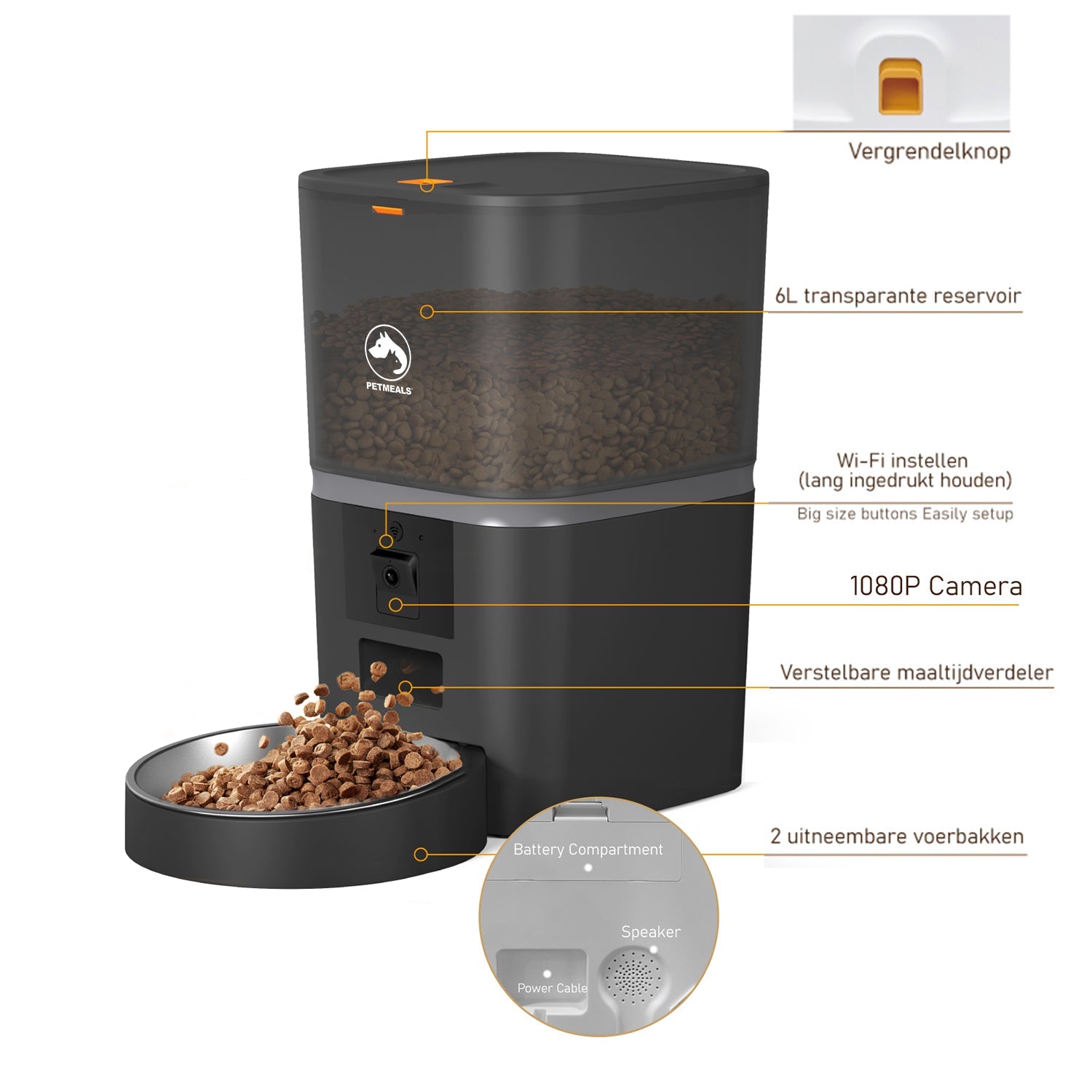 PetMeals® Smart Feeding Station with Camera - Single Bowl - modernized.nl