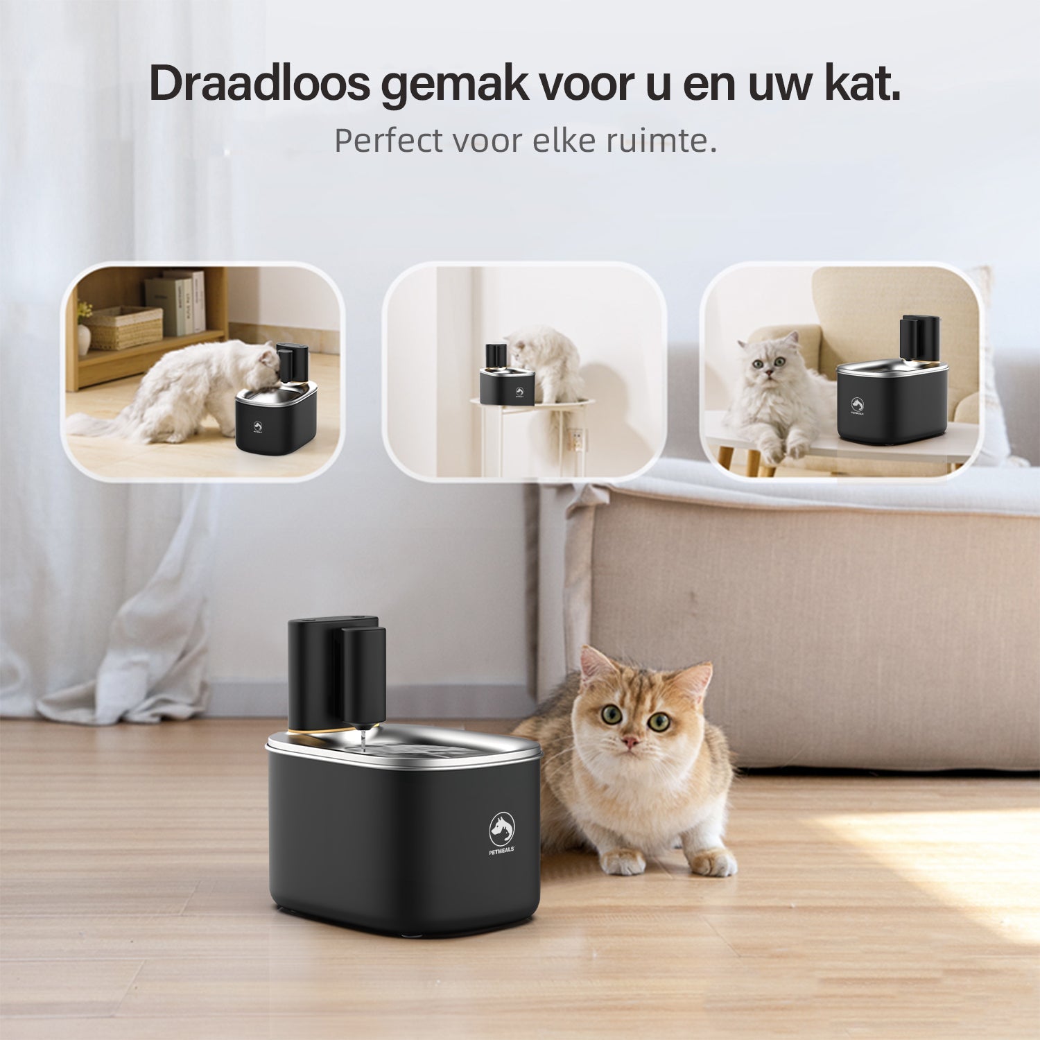 PetMeals® Drinkfontein voor Kat en Hond - Slimme Kattenfontein met App - 4L Verfrissing voor uw Huisdieren! - modernized.nl