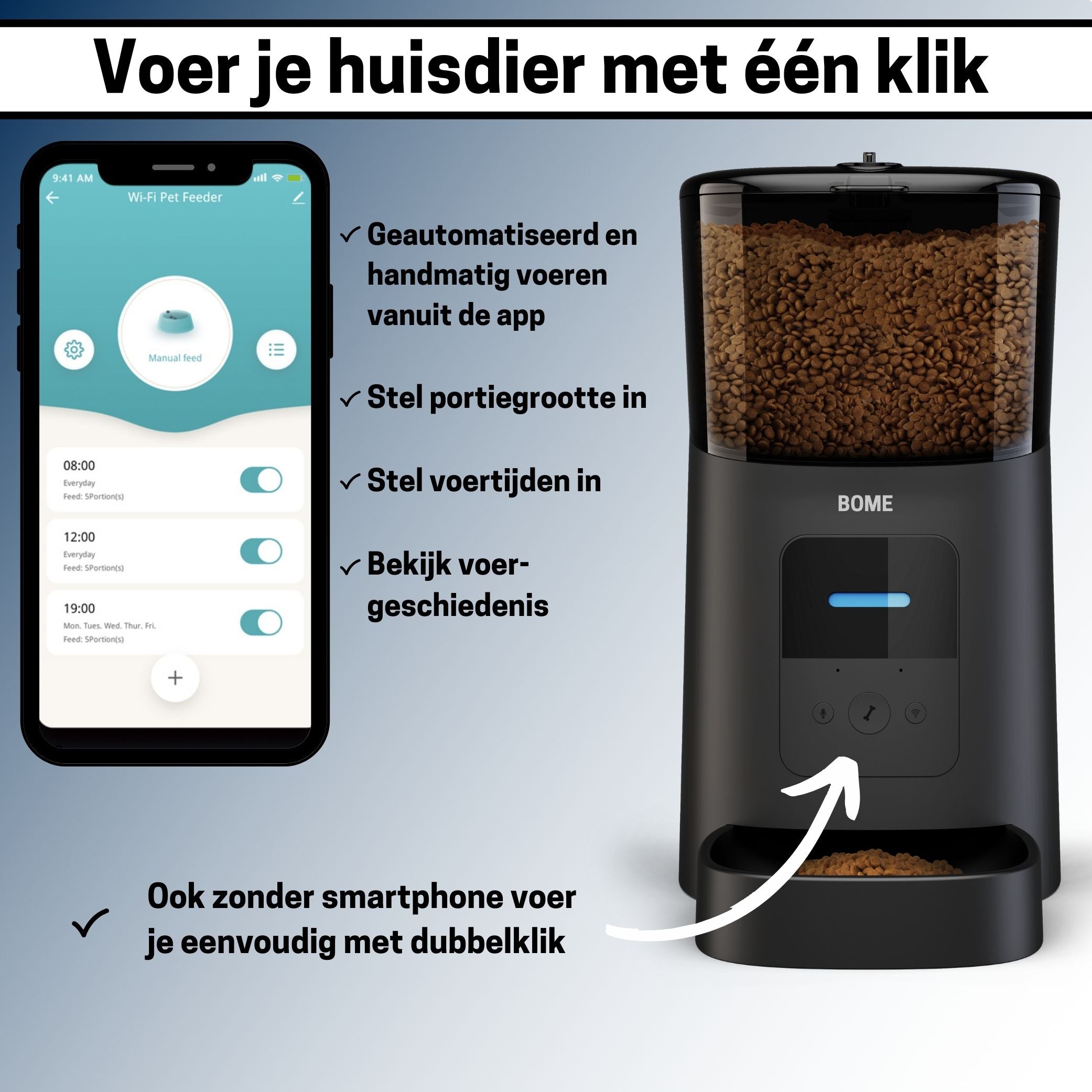 Slimme Voerautomaat voor Katten - App & Geluid - Automatische Voerbak in Elegant Zwart - modernized.nl