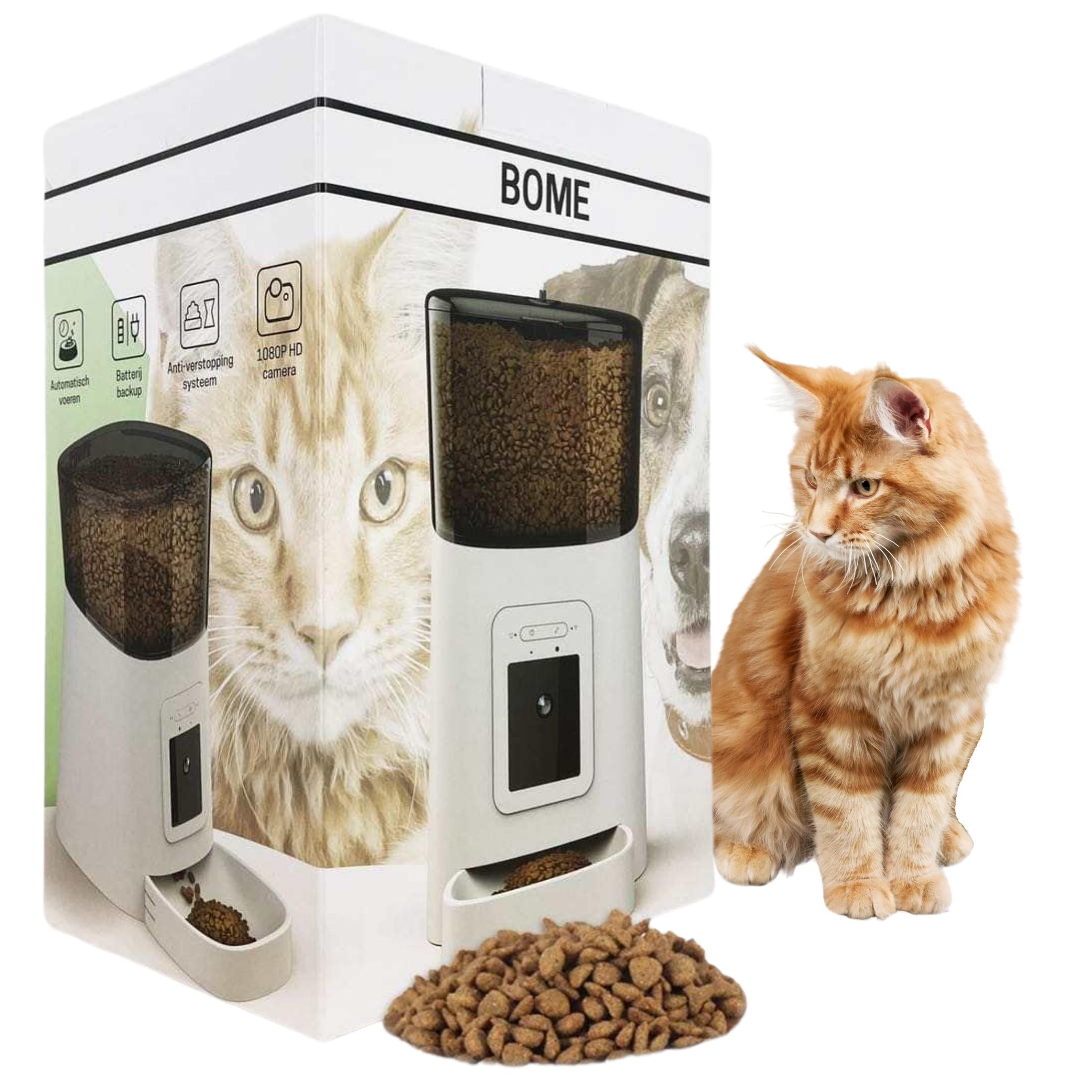 Slimme Voerautomaat met Camera en Audio - RVS Voerbak met SD-kaart - Voor Katten en Honden - Stijlvol Zwart Design - modernized.nl