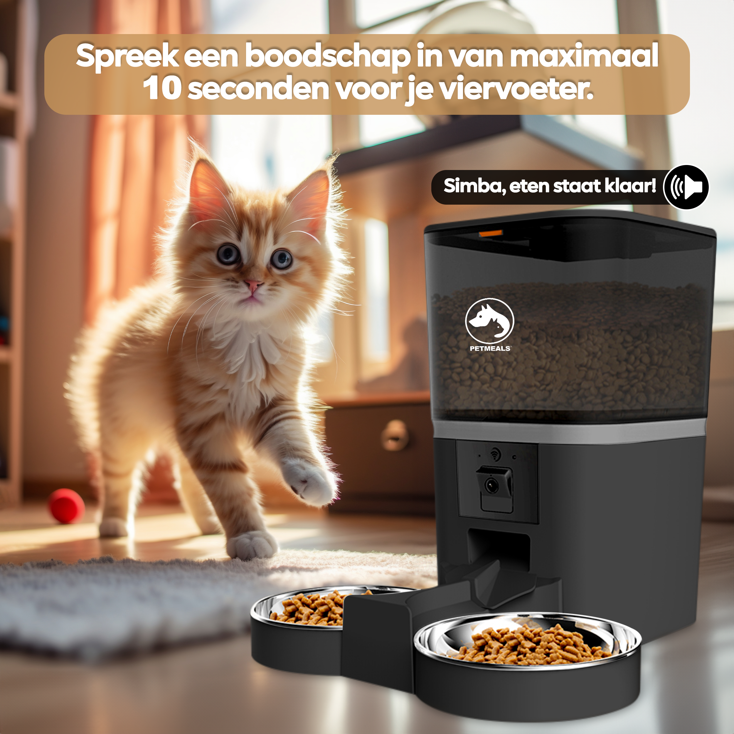 PetMealsĀ® Automatische Voerbak met Camera - Dubbele Kom voor Zorgeloze Voeding - modernized.nl