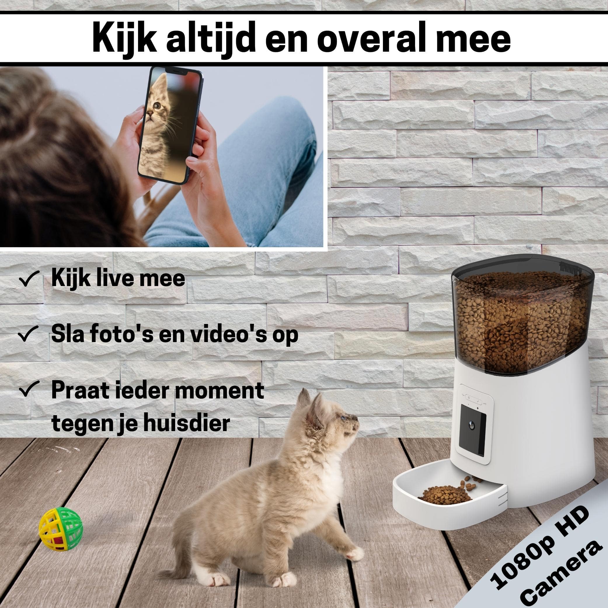 Slimme Voerautomaat met Camera en Audio - Inclusief SD-Kaart - Automatische Kattenvoerbak in stijlvol Wit - modernized.nl