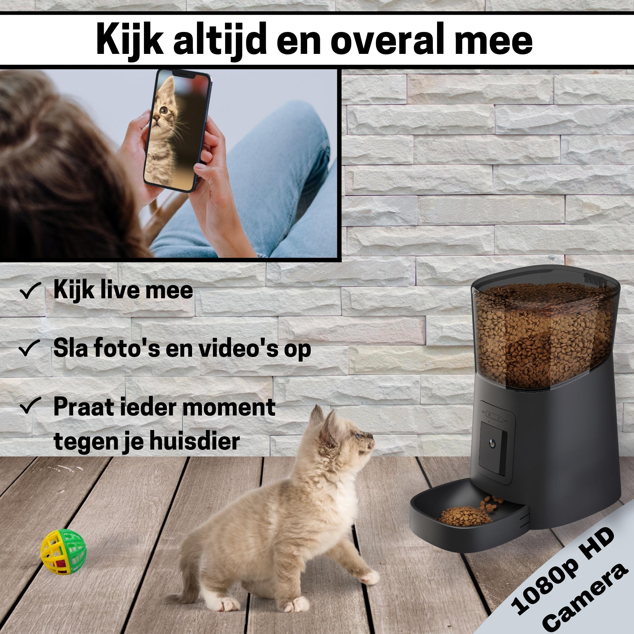 Slimme Voerautomaat voor Katten - Met Camera en Geluidsfunctie - Inclusief SD-Kaart - Elegante Zwarte Ontwerp - modernized.nl