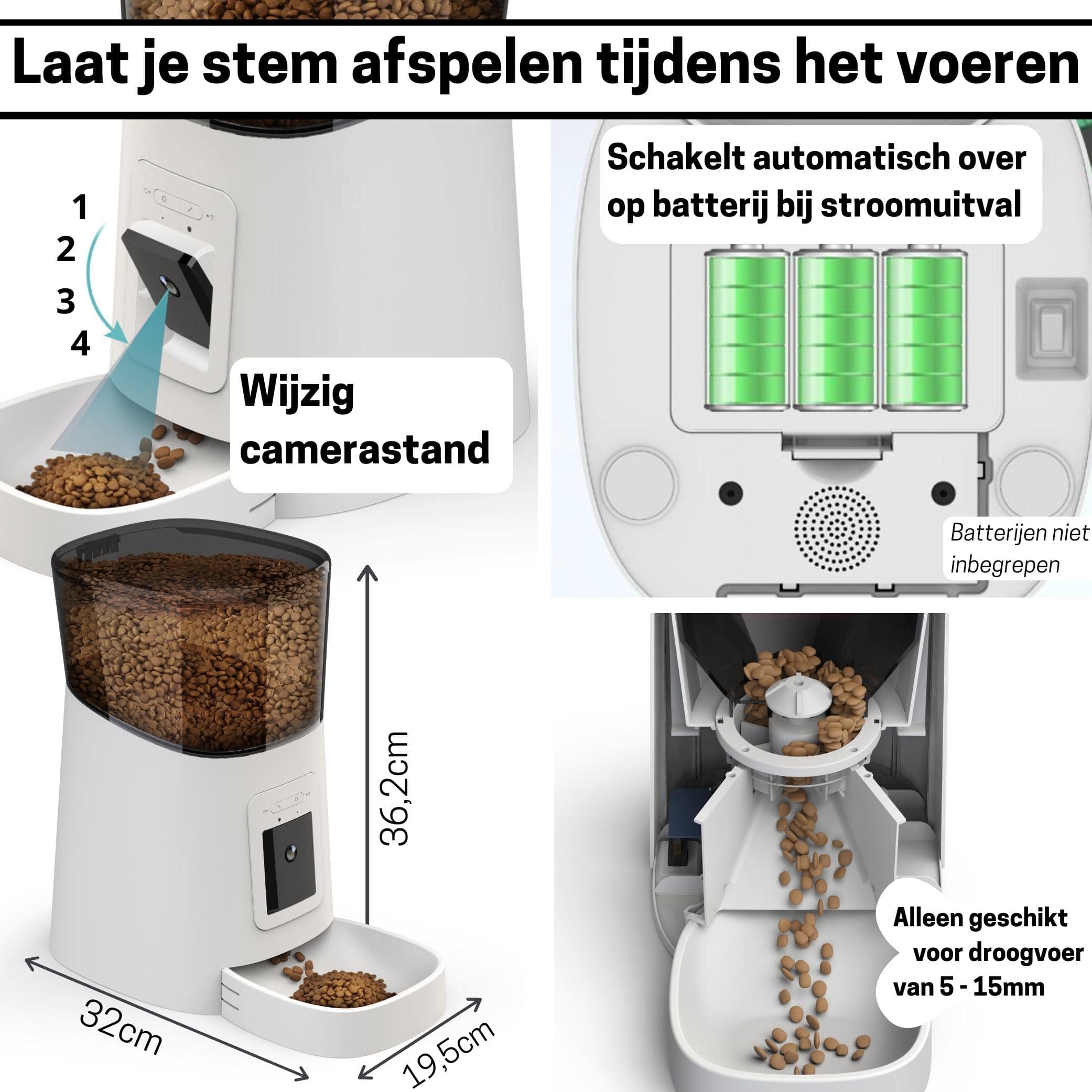 Slimme Voerautomaat met Camera en Audio - Inclusief SD-Kaart - Automatische Kattenvoerbak in stijlvol Wit - modernized.nl