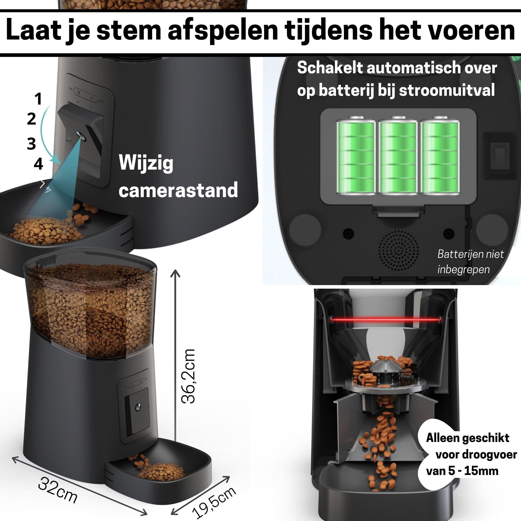 Slimme Voerautomaat voor Katten - Met Camera en Geluidsfunctie - Inclusief SD-Kaart - Elegante Zwarte Ontwerp - modernized.nl