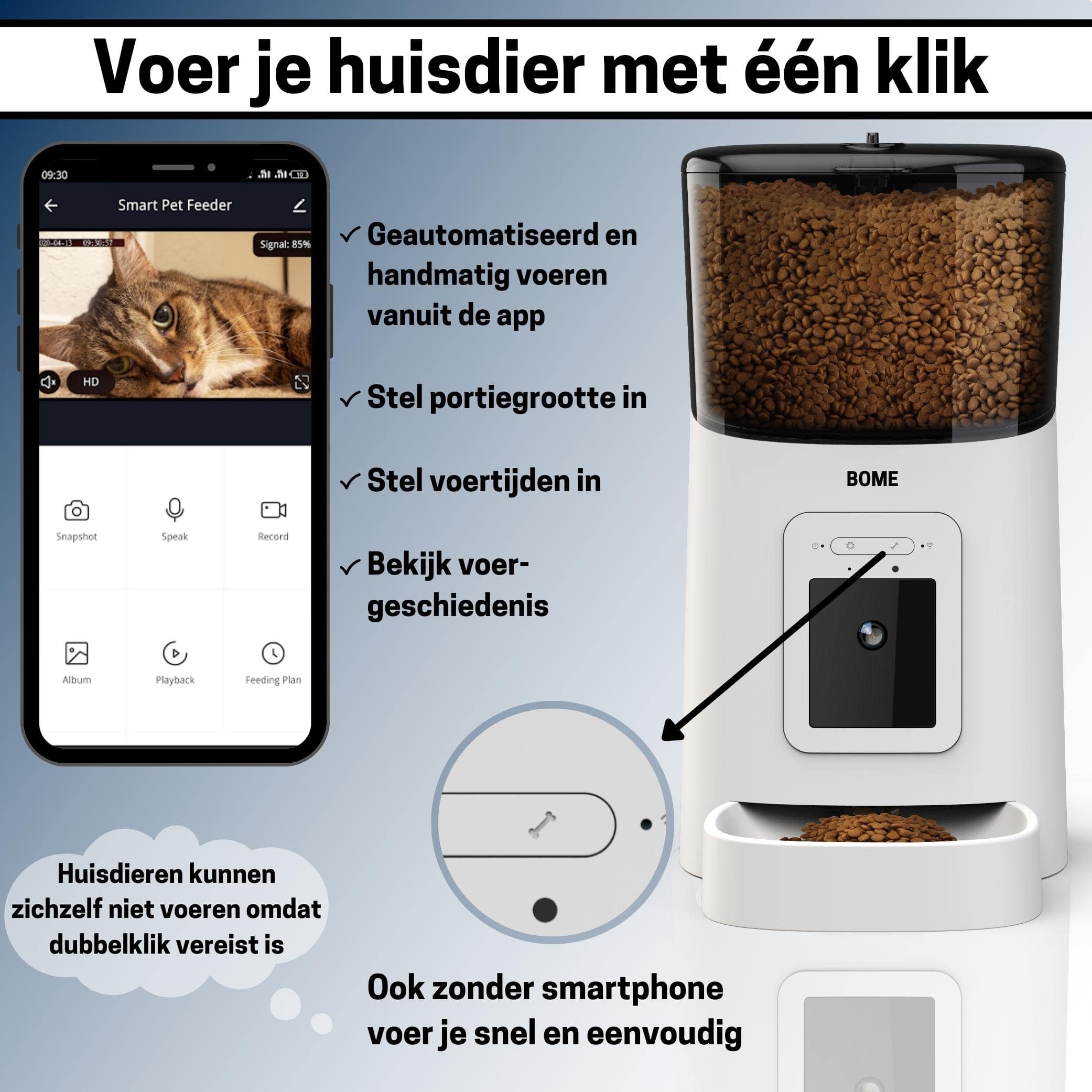 Slimme Voerautomaat met Camera en Audio - Inclusief SD-Kaart - Automatische Kattenvoerbak in stijlvol Wit - modernized.nl