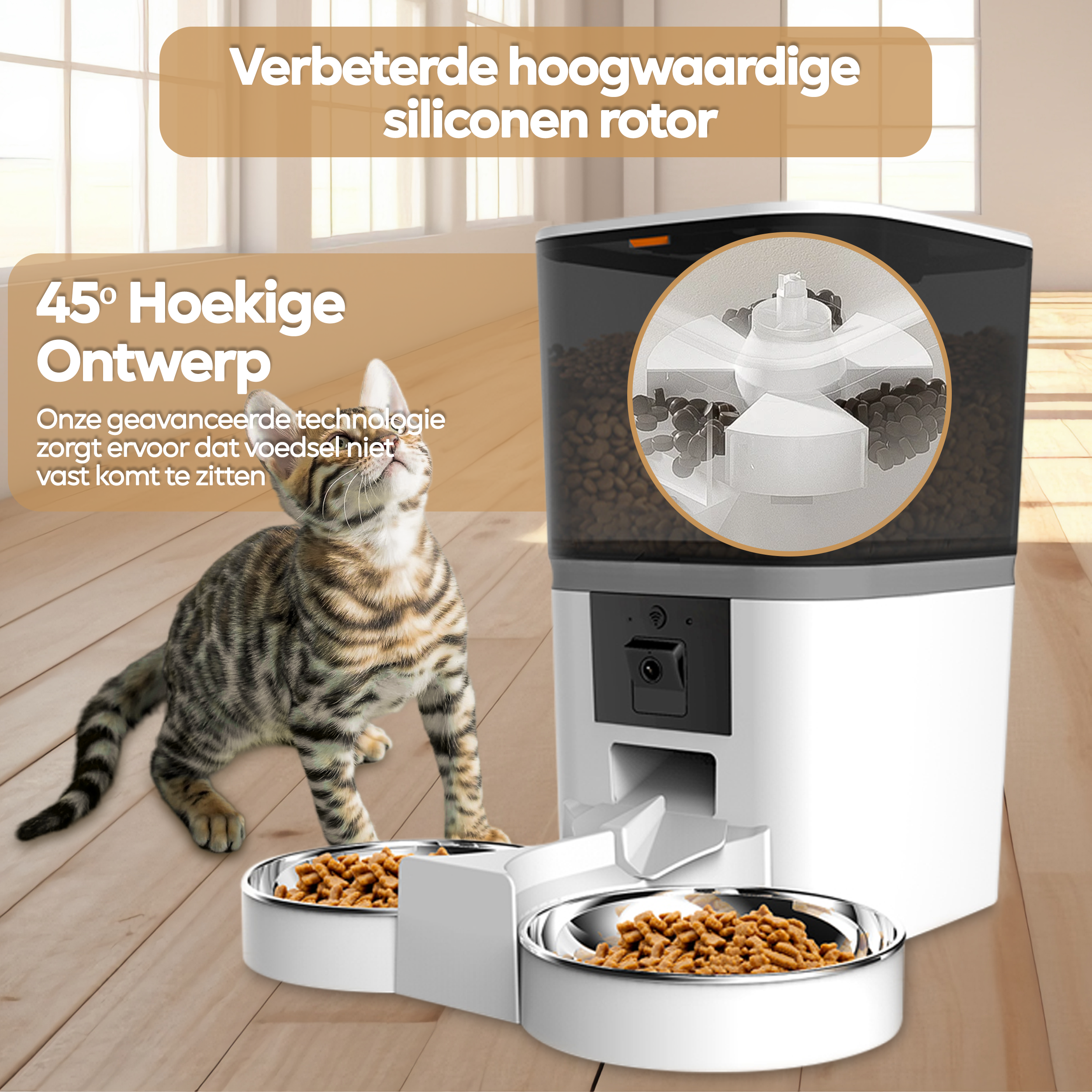 PetMeals® Automatische Voerbak met Camera - Dubbele Kom voor Gemak en Controle - modernized.nl