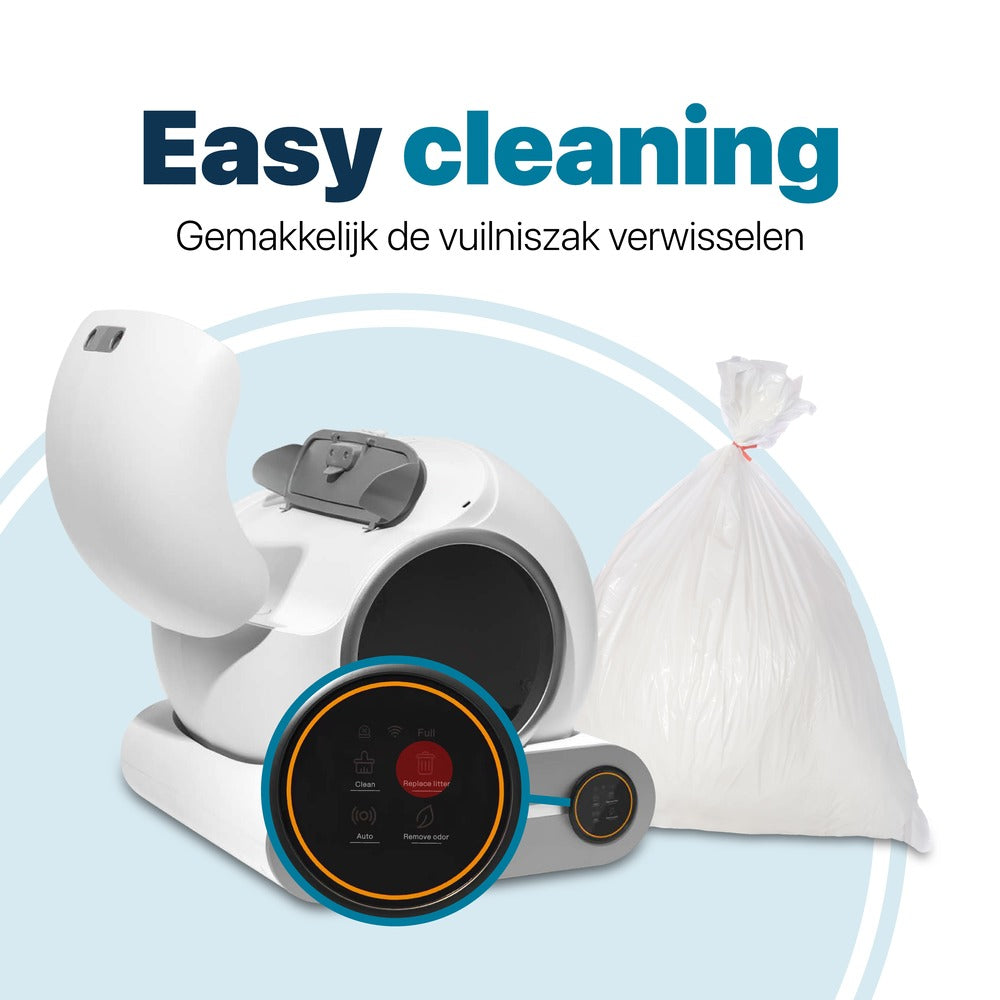 Slimme Zelfreinigende Kattenbak - Met App en Touchscreen - Chique Zilverkleurig Design