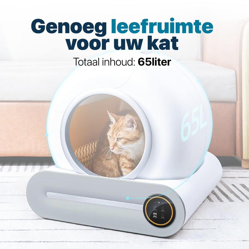 Slimme Zelfreinigende Kattenbak - Met App en Touchscreen - Chique Zilverkleurig Design - modernized.nl