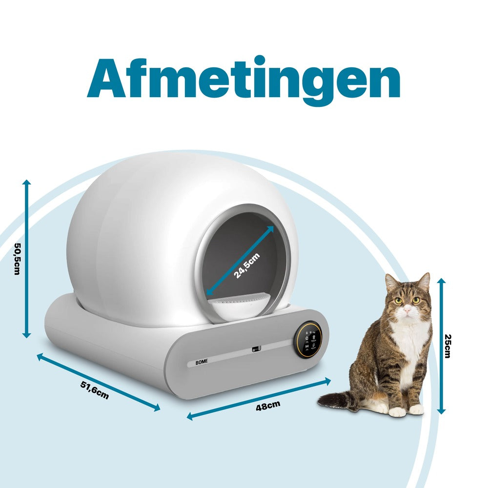 Slimme Zelfreinigende Kattenbak - Met App en Touchscreen - Chique Zilverkleurig Design - modernized.nl