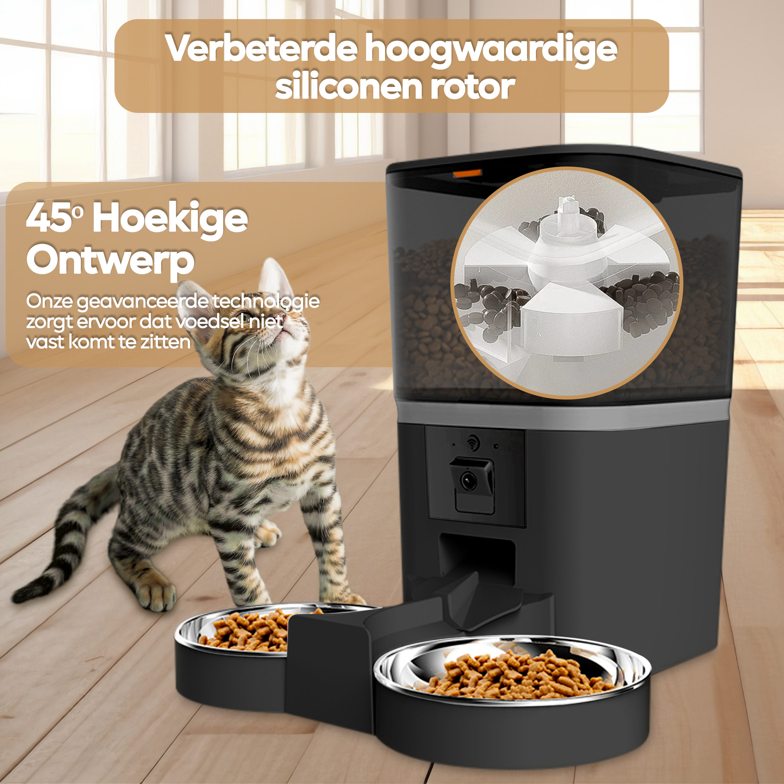 PetMealsĀ® Automatische Voerbak met Camera - Dubbele Kom voor Zorgeloze Voeding - modernized.nl