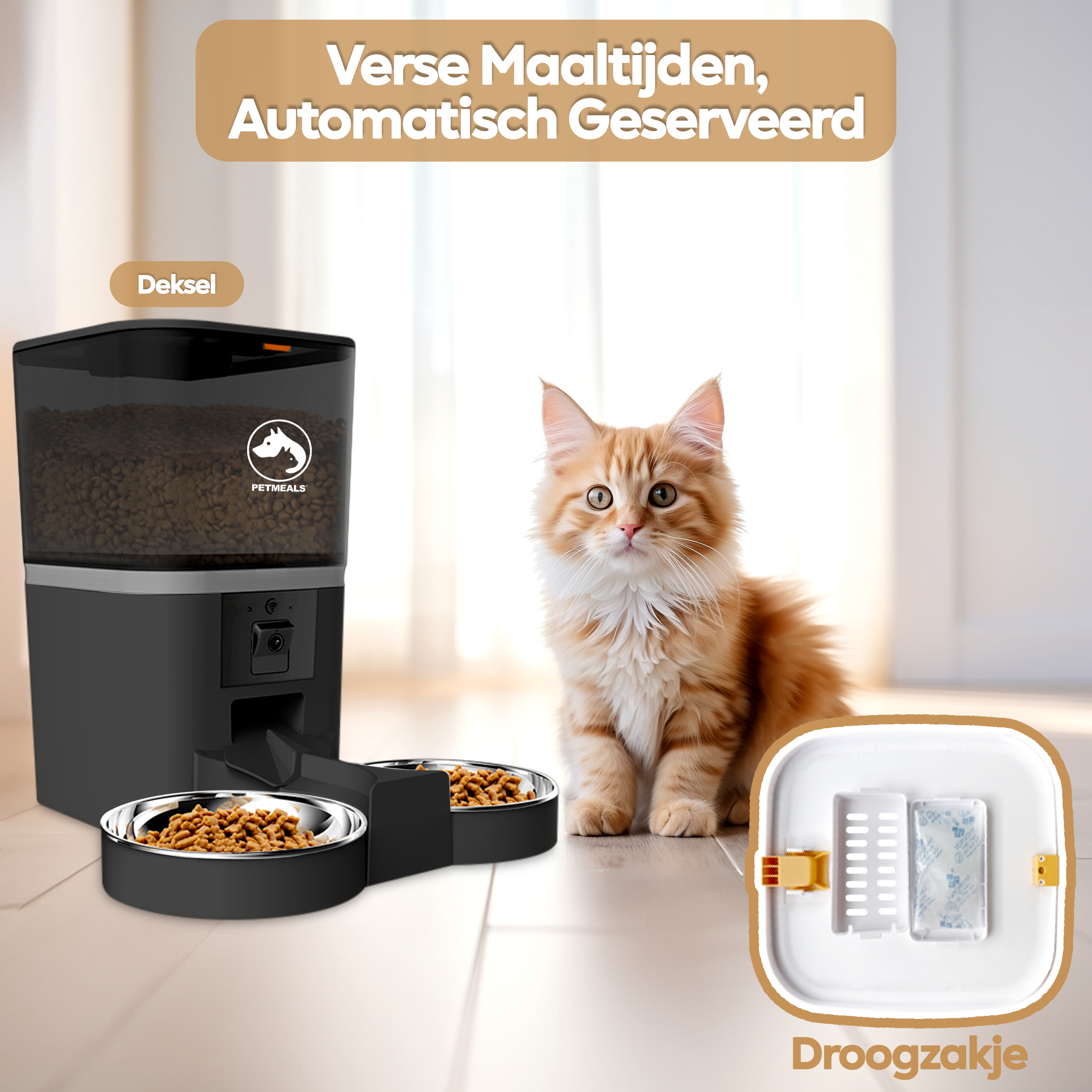 PetMealsĀ® Automatische Voerbak met Camera - Dubbele Kom voor Zorgeloze Voeding - modernized.nl