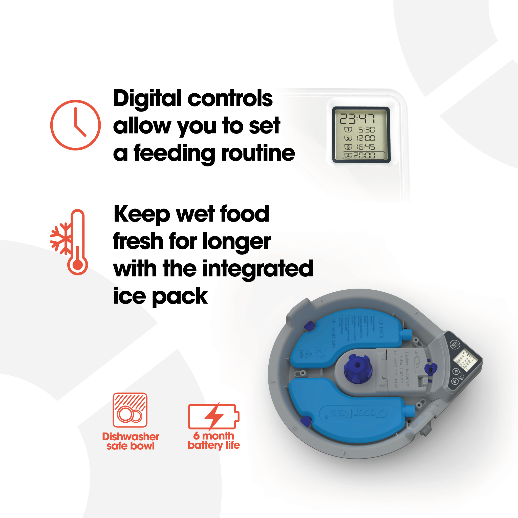 Five-meal Automatic Pet Feeder with Digital Timer (C500) - modernized.nl