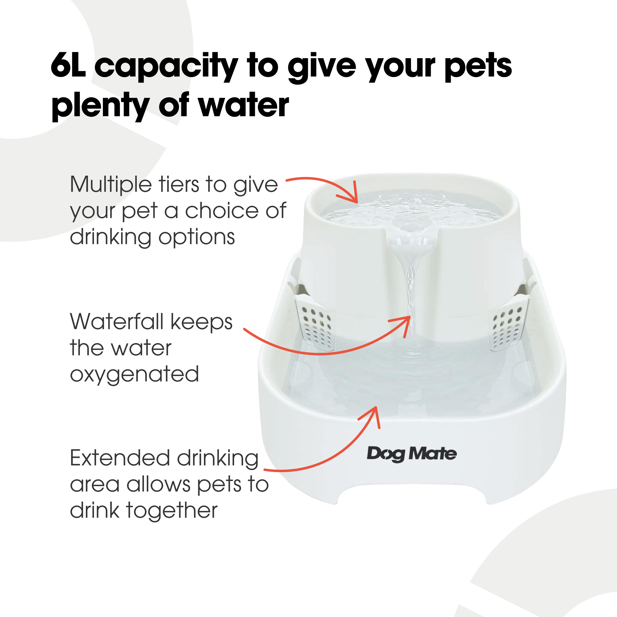Spacious Two-Tiered 6-Litre Pet Water Fountain β Elegant White (Model 385E) - modernized.nl
