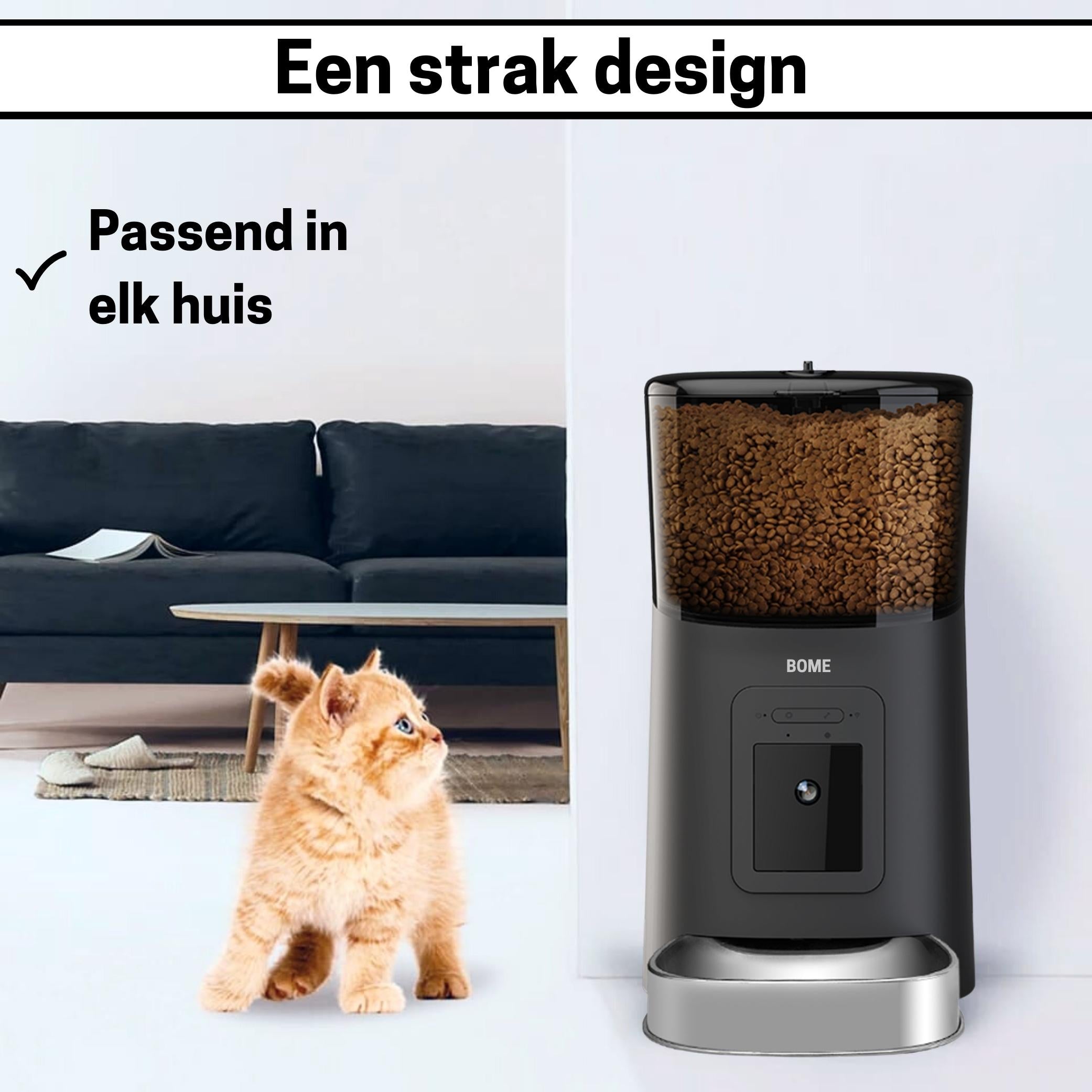 Slimme Voerautomaat met Camera en Audio - RVS Voerbak met SD-kaart - Voor Katten en Honden - Stijlvol Zwart Design - modernized.nl