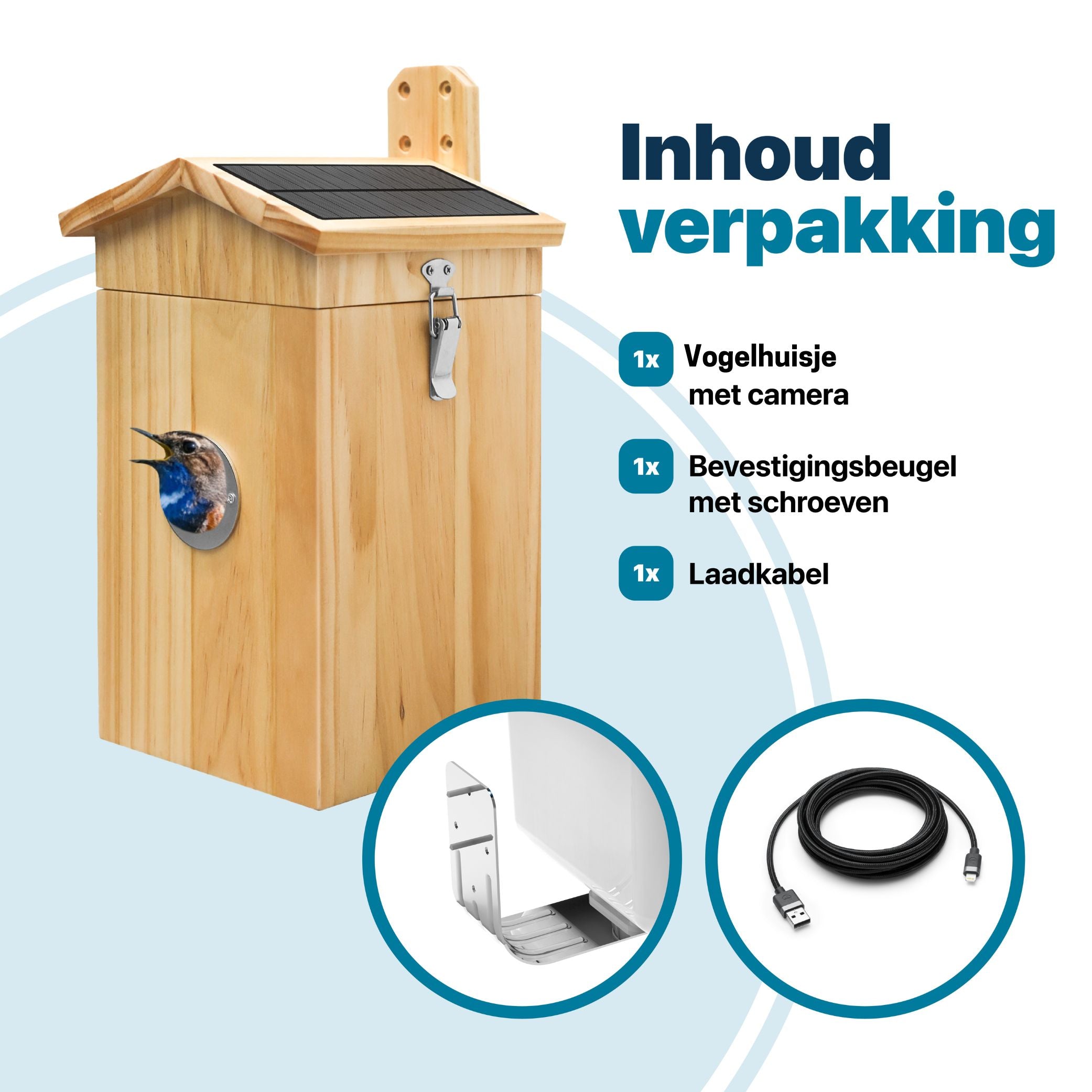 Moderne Vogelhuis met Camera en Geluid - Houten Nestkast met Zonne-energievoorziening - modernized.nl