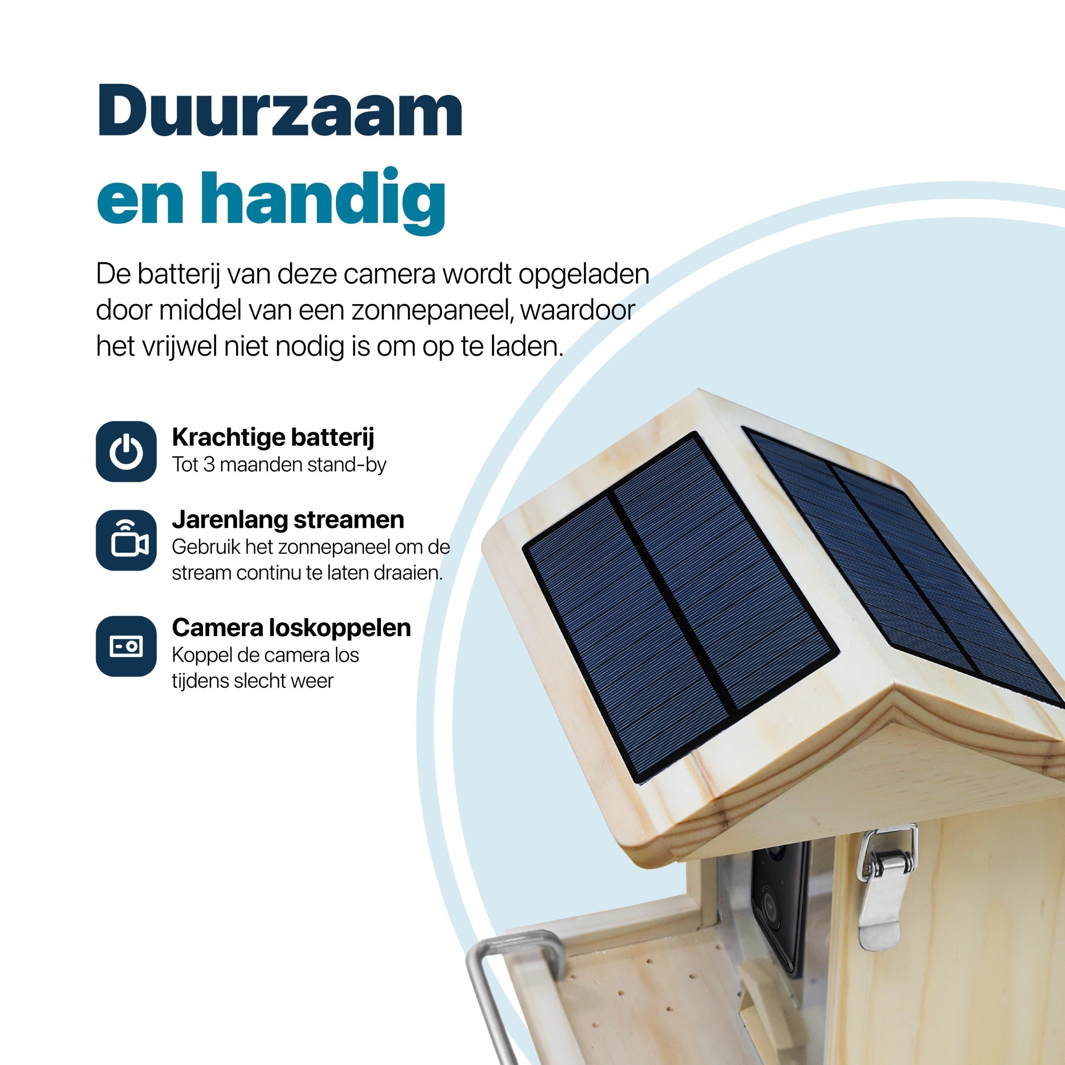 Premium Vogelvoederhuis met Camera en Audio - Slimme AI Vogelherkenning - Duurzaam Hout - Dubbel Zonnepaneel - Hangend Design - modernized.nl