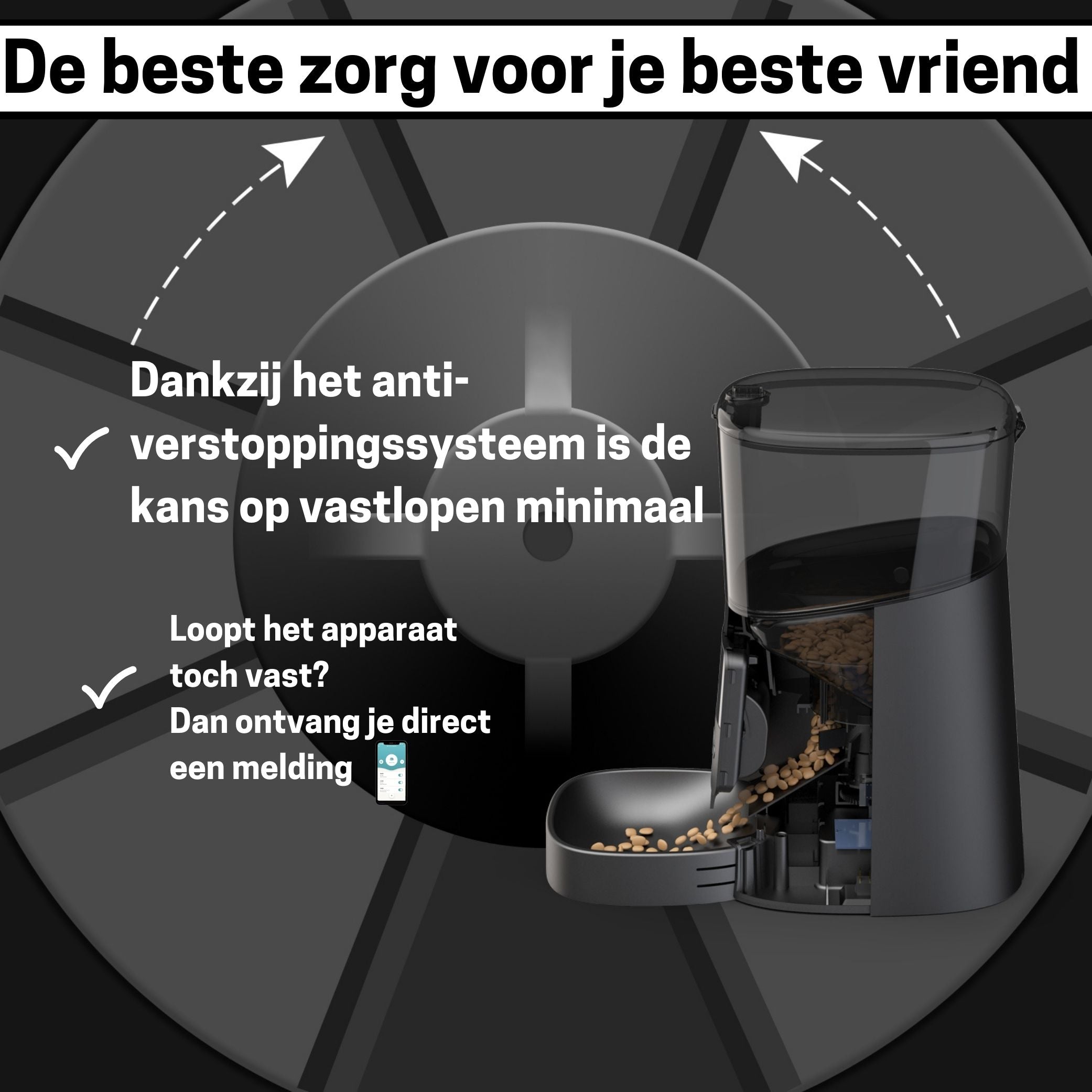 Slimme Voerautomaat voor Katten - App & Geluid - Automatische Voerbak in Elegant Zwart - modernized.nl
