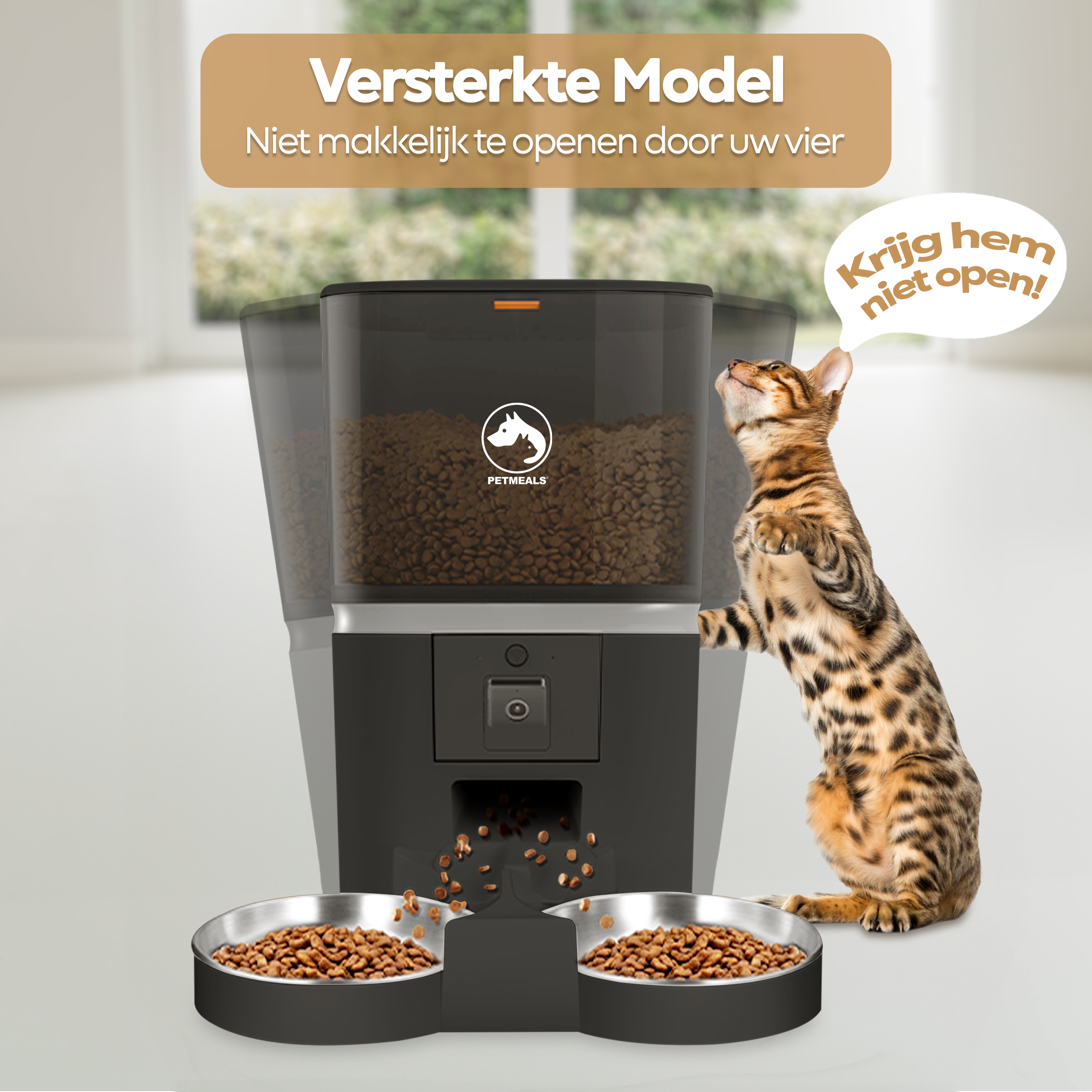 PetMealsĀ® Automatische Voerbak met Camera - Dubbele Kom voor Zorgeloze Voeding - modernized.nl