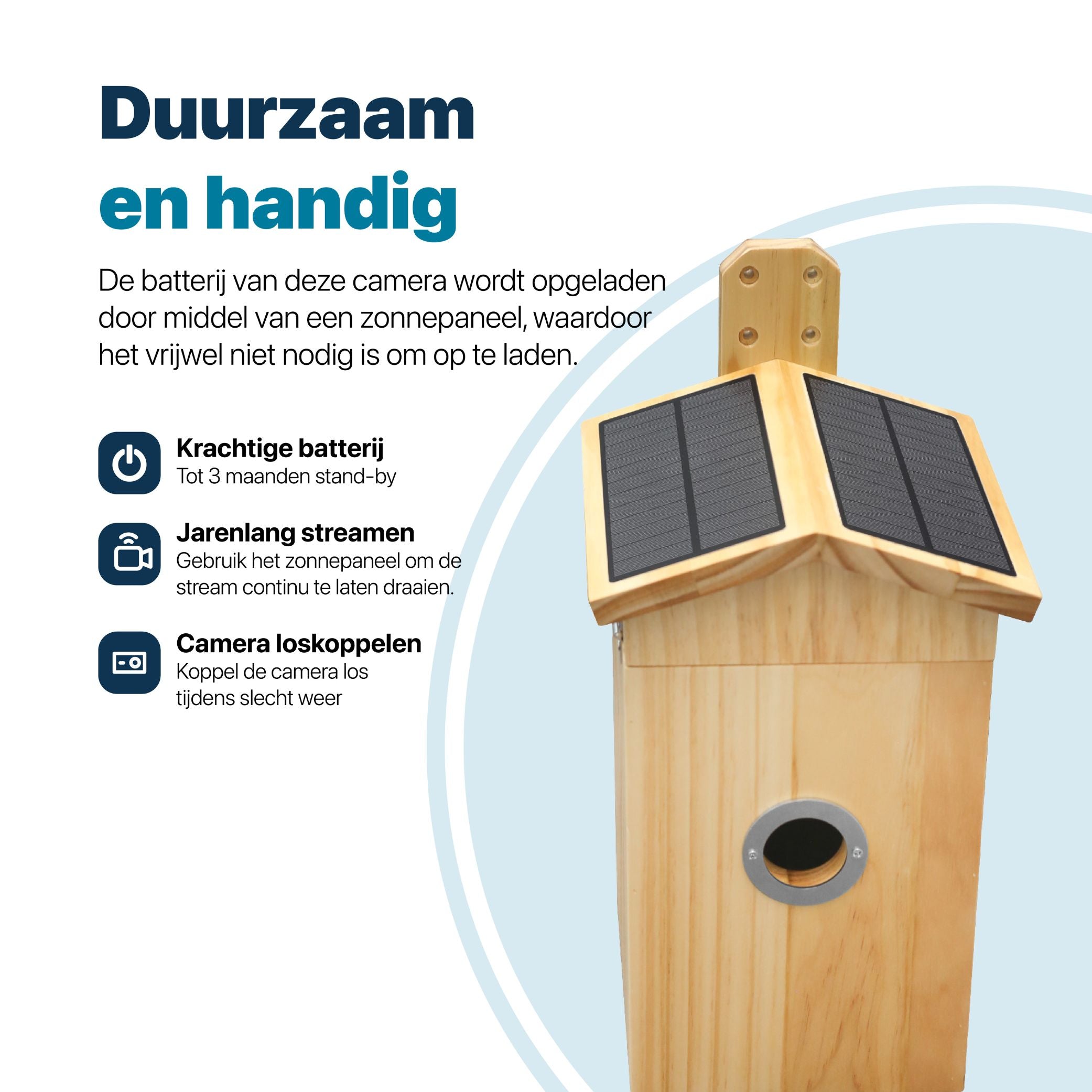 Moderne Vogelhuis met Camera en Geluid - Houten Nestkast met Zonne-energievoorziening - modernized.nl