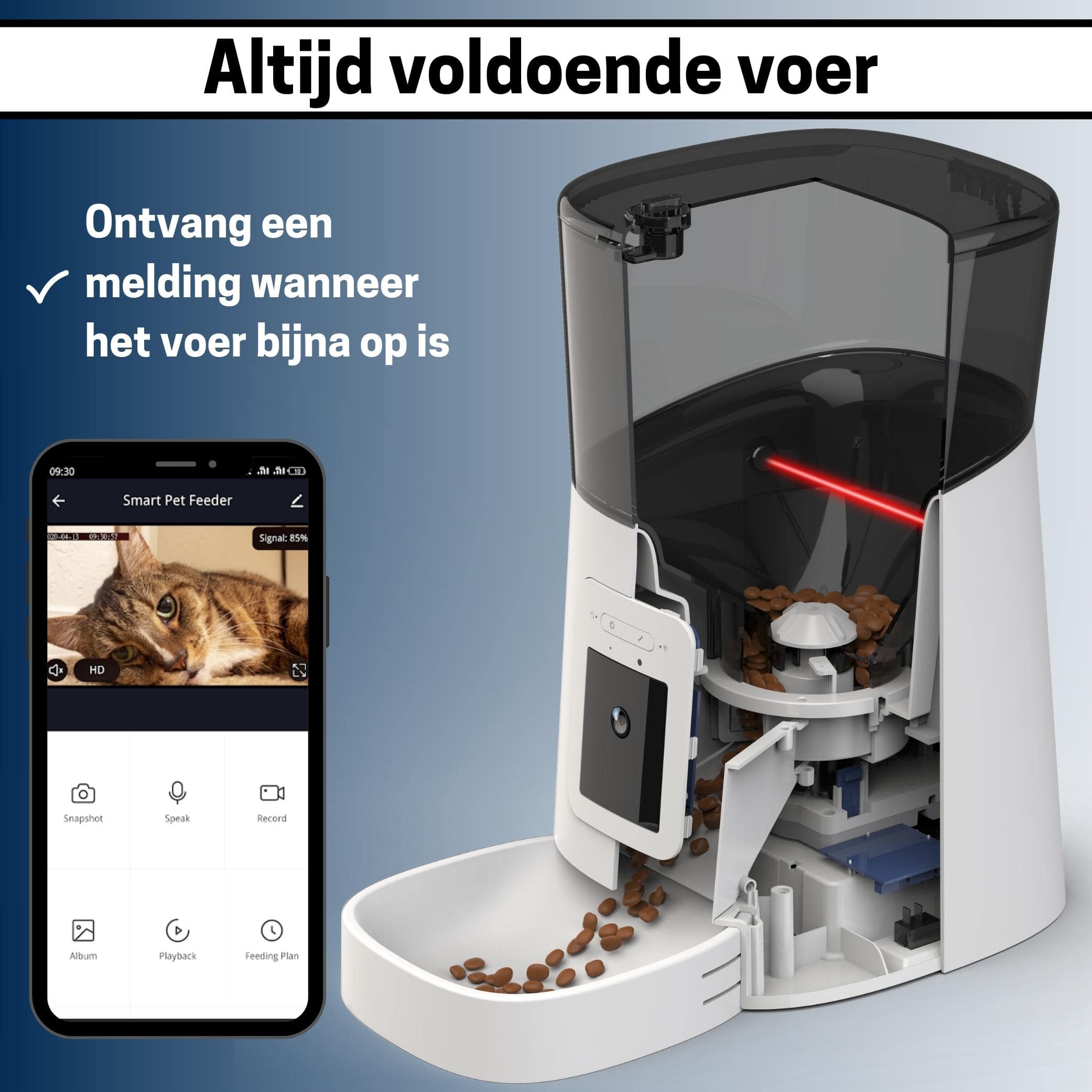 Slimme Voerautomaat met Camera en Audio - Inclusief SD-Kaart - Automatische Kattenvoerbak in stijlvol Wit - modernized.nl