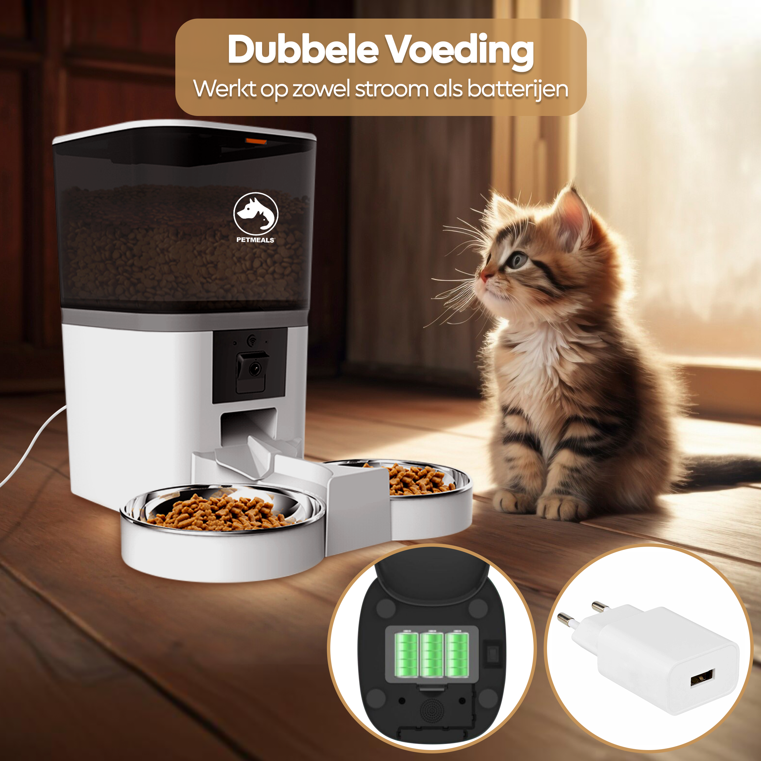 PetMeals® Automatische Voerbak met Camera - Dubbele Kom voor Gemak en Controle - modernized.nl