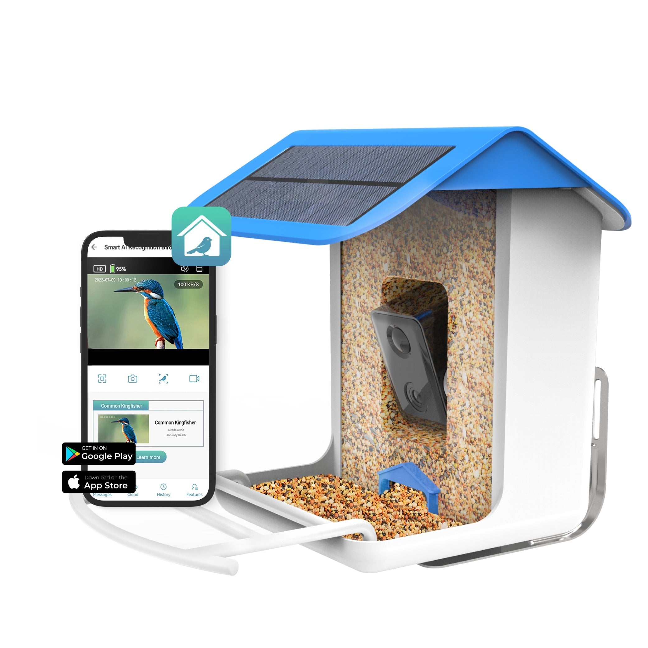 Interaktives Vogelhaus mit Kamera und Audio - AI-gestützte Vogelidentifikation - Hängendes Design - modernized.nl