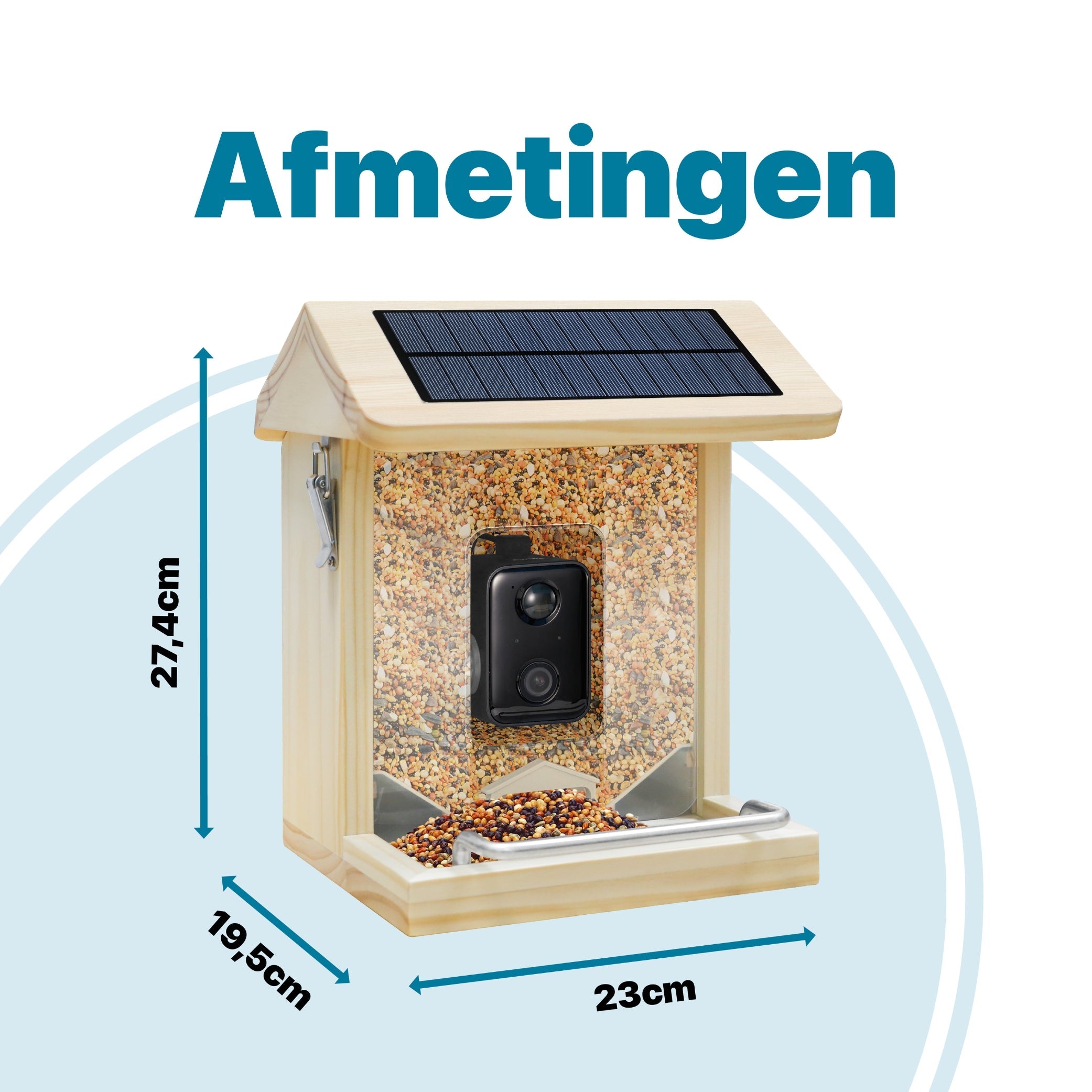 Premium Vogelvoederhuis met Camera en Audio - Slimme AI Vogelherkenning - Duurzaam Hout - Dubbel Zonnepaneel - Hangend Design - modernized.nl