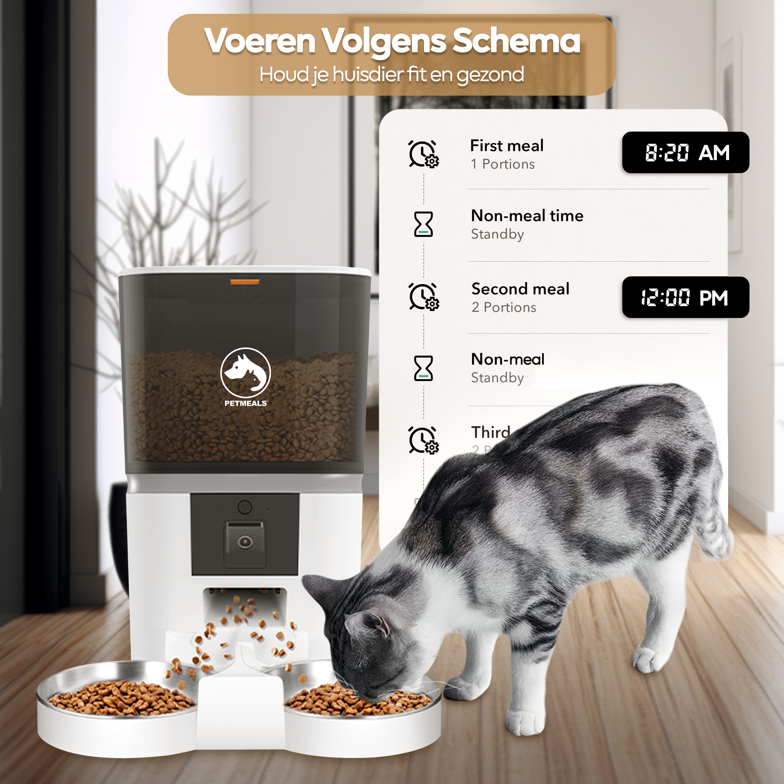 PetMeals® Automatische Voerbak met Camera - Dubbele Kom voor Gemak en Controle - modernized.nl