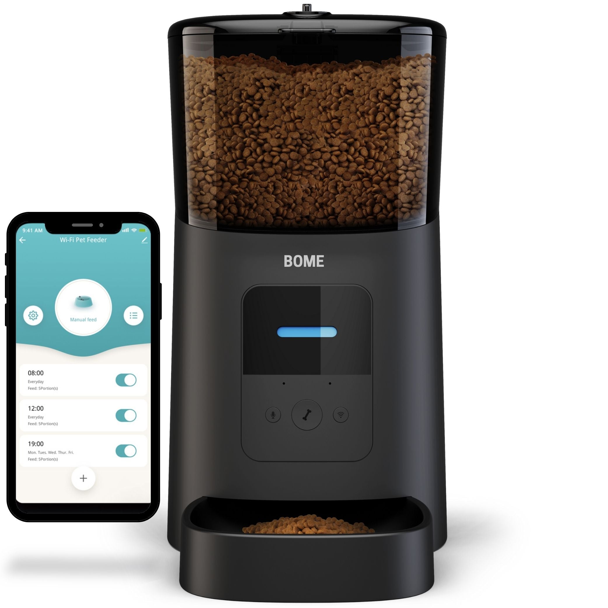 Slimme Voerautomaat voor Katten - App & Geluid - Automatische Voerbak in Elegant Zwart - modernized.nl