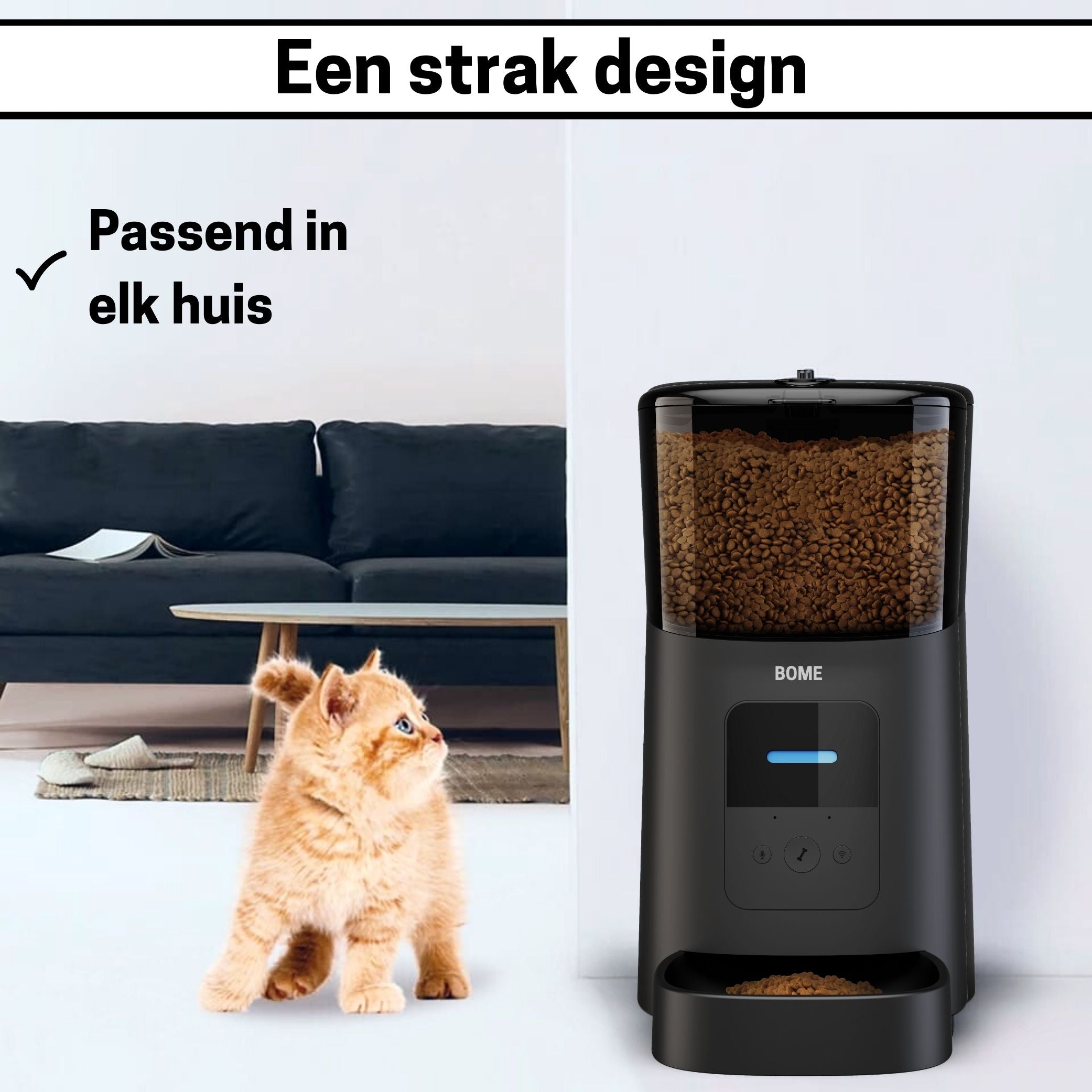 Slimme Voerautomaat voor Katten - App & Geluid - Automatische Voerbak in Elegant Zwart - modernized.nl
