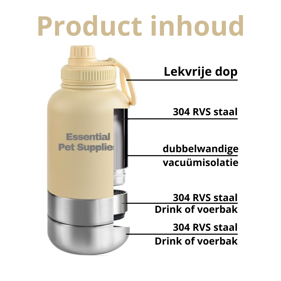 Waterfles met voederbak van 1000ml | Crème
