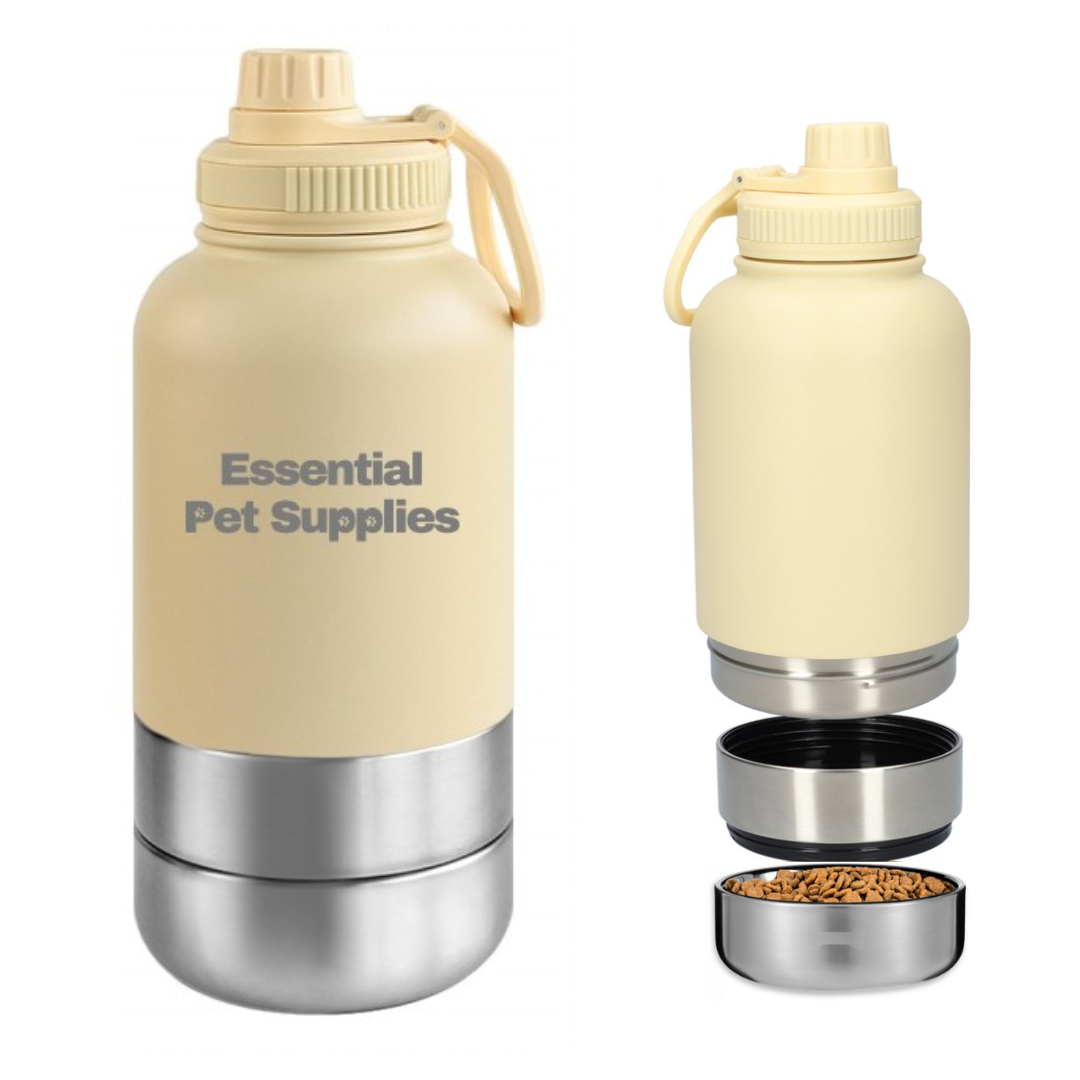 Waterfles met voederbak van 1000ml | Crème