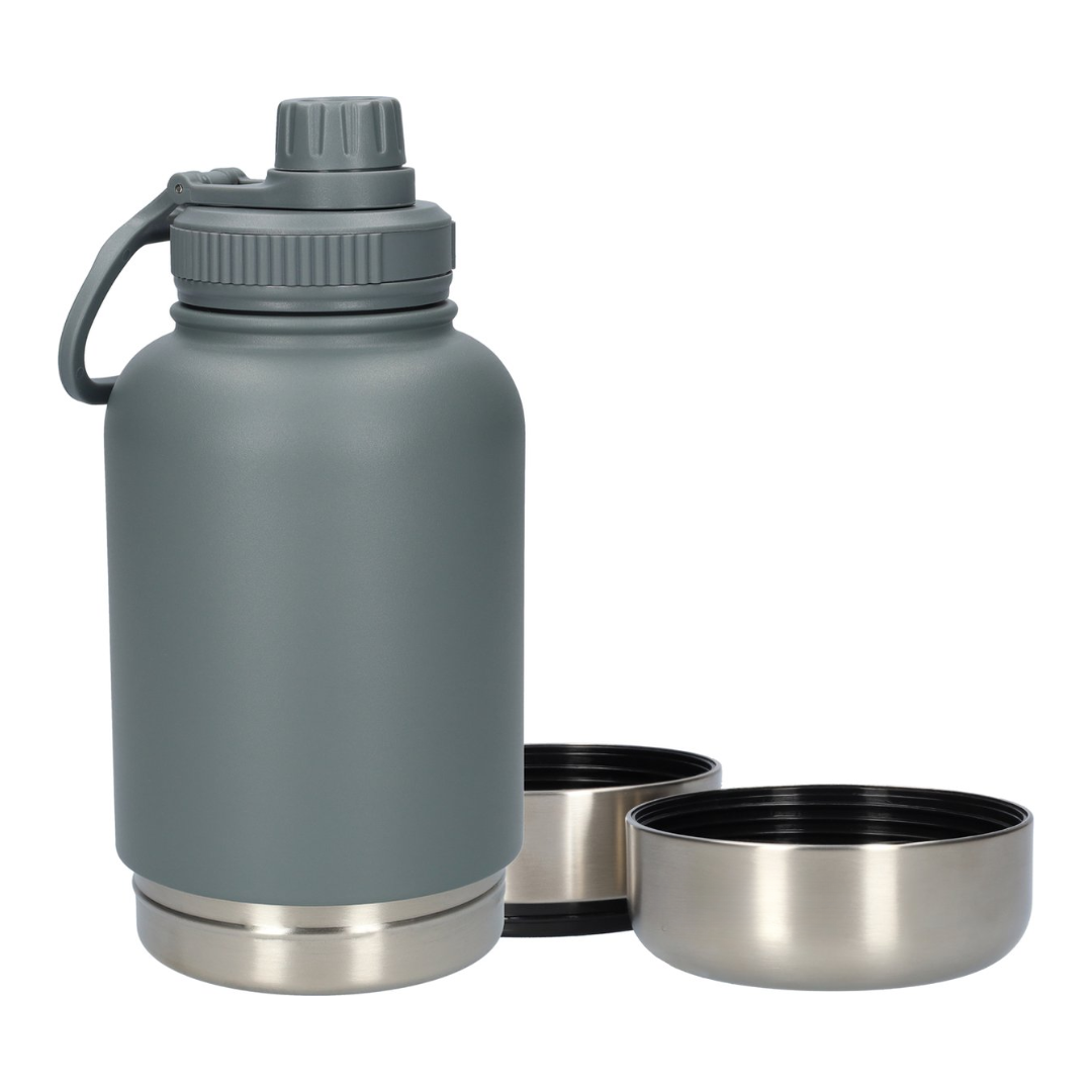 Waterfles met voederbak van 1000ml | Grijs