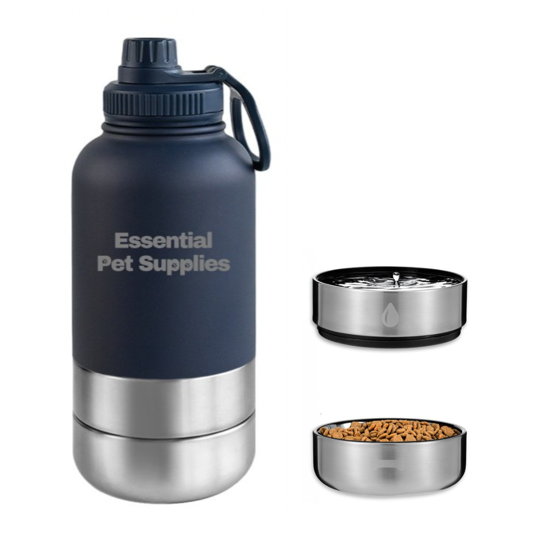 Waterfles met voederbak van 1000ml | Donker blauw