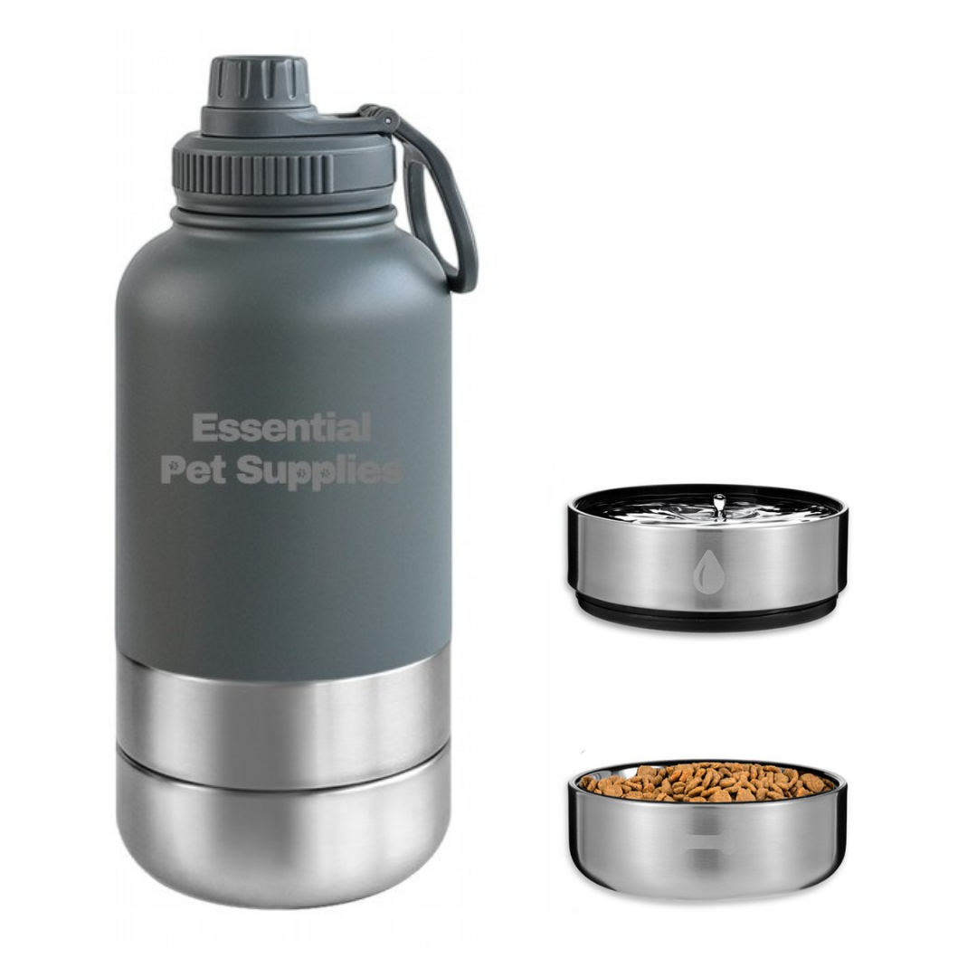 Waterfles met voederbak van 1000ml | Grijs