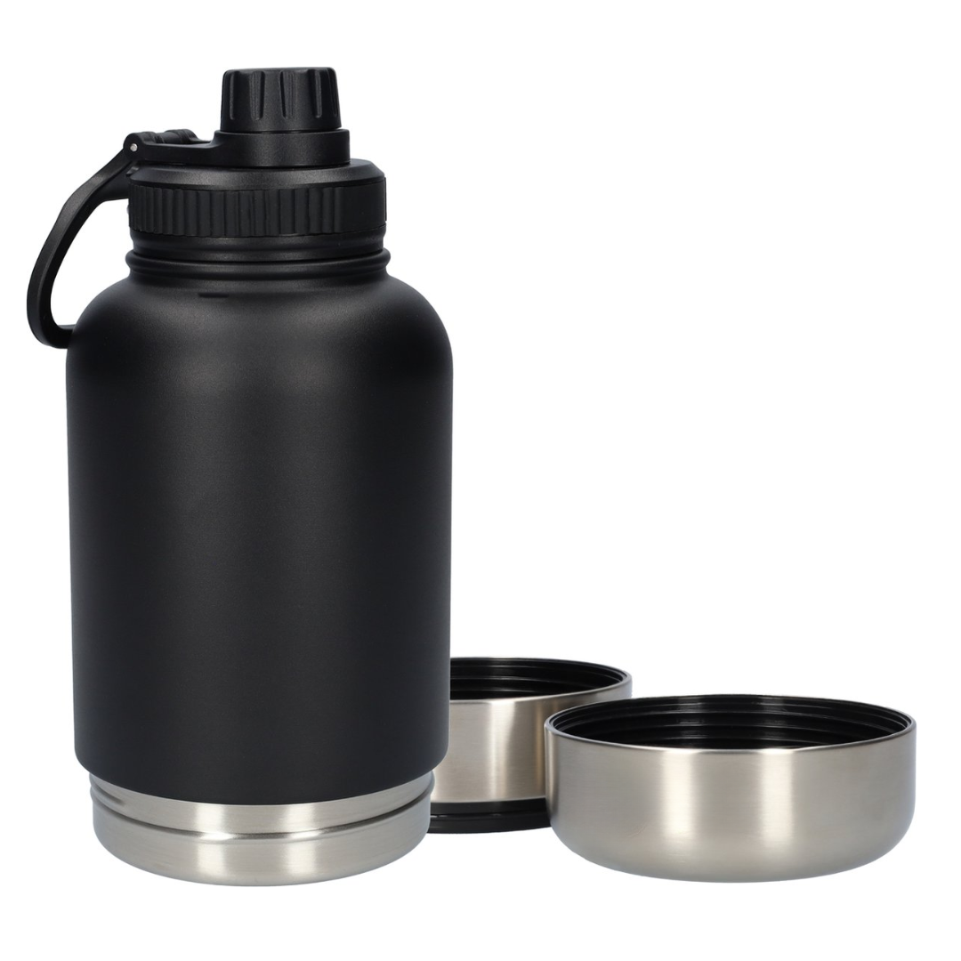 Waterfles met voederbak van 1000ml | Zwart