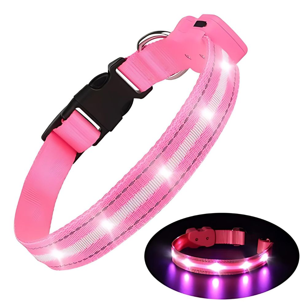 GlowGuard LED verlichte Hondenhalsband hond | Roze