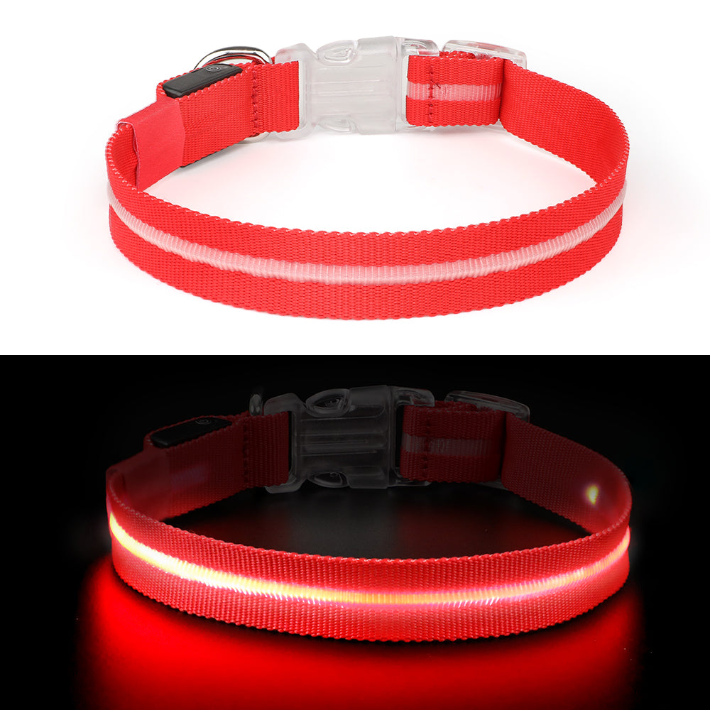 GlowGuard Lichtgevende LED Hondenhalsband | Rood