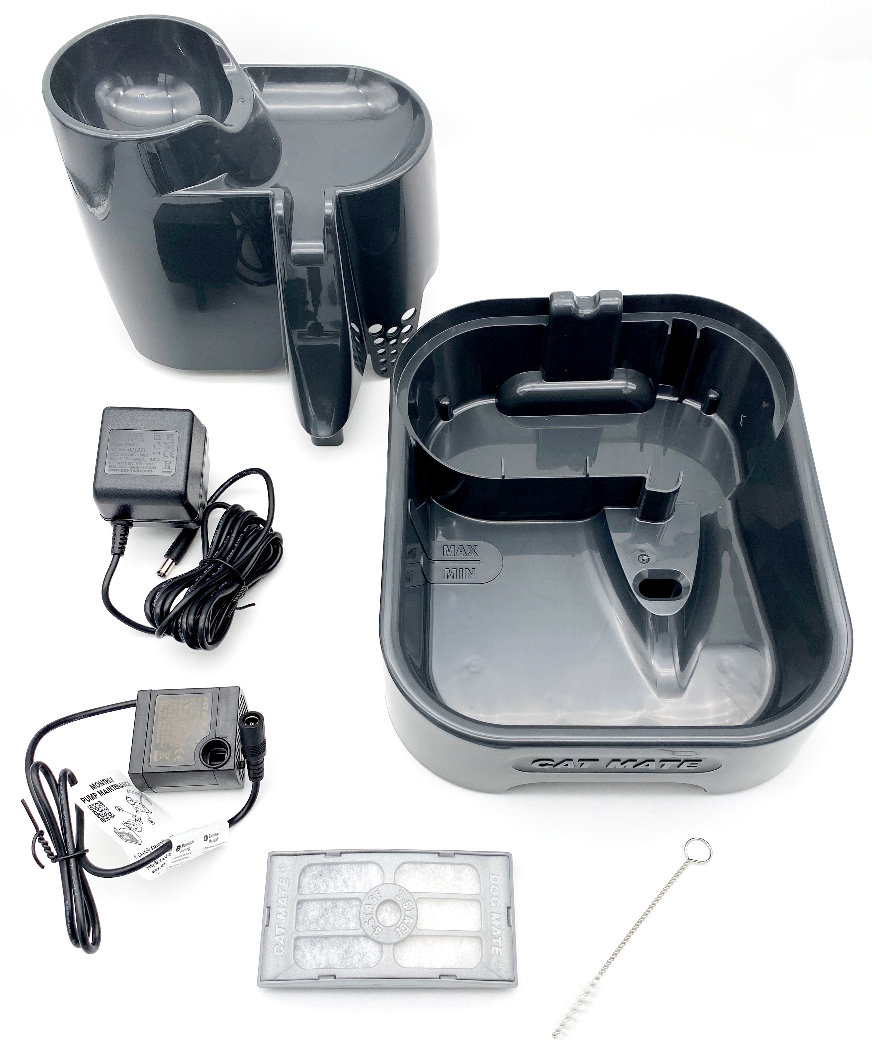Stylish Dark Grey Cat Mate Three-Tier Pet Fountain – Keep Your Feline Hydrated! - modernized.nl