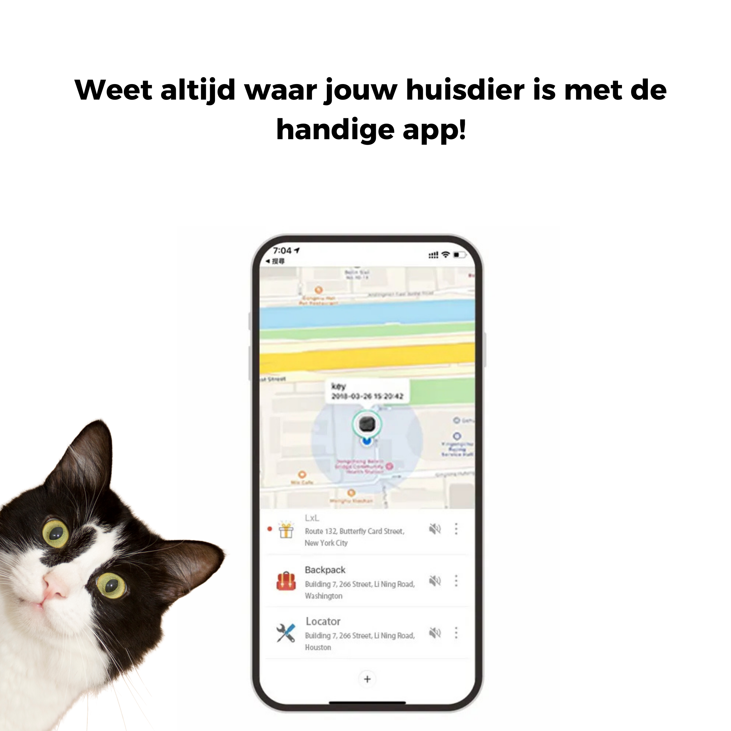 GPS tracker voor Hond of Kat - Met App