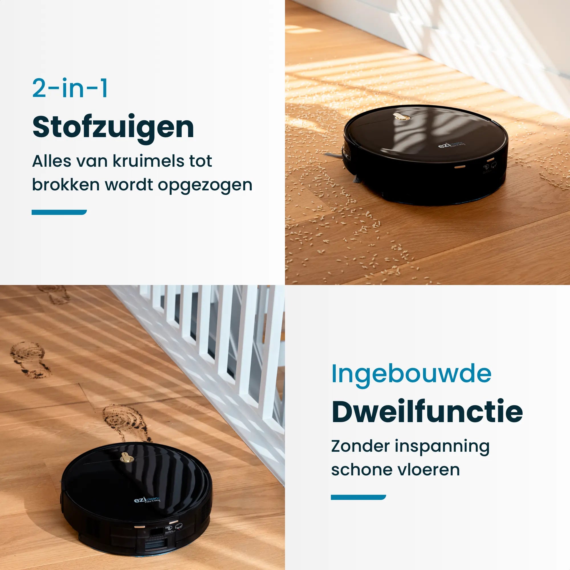 Eziclean® I-Bot Z5 Robotstofzuiger met Geavanceerde Dweilfunctie voor Eenvoudige Schoonmaakervaring - modernized.nl