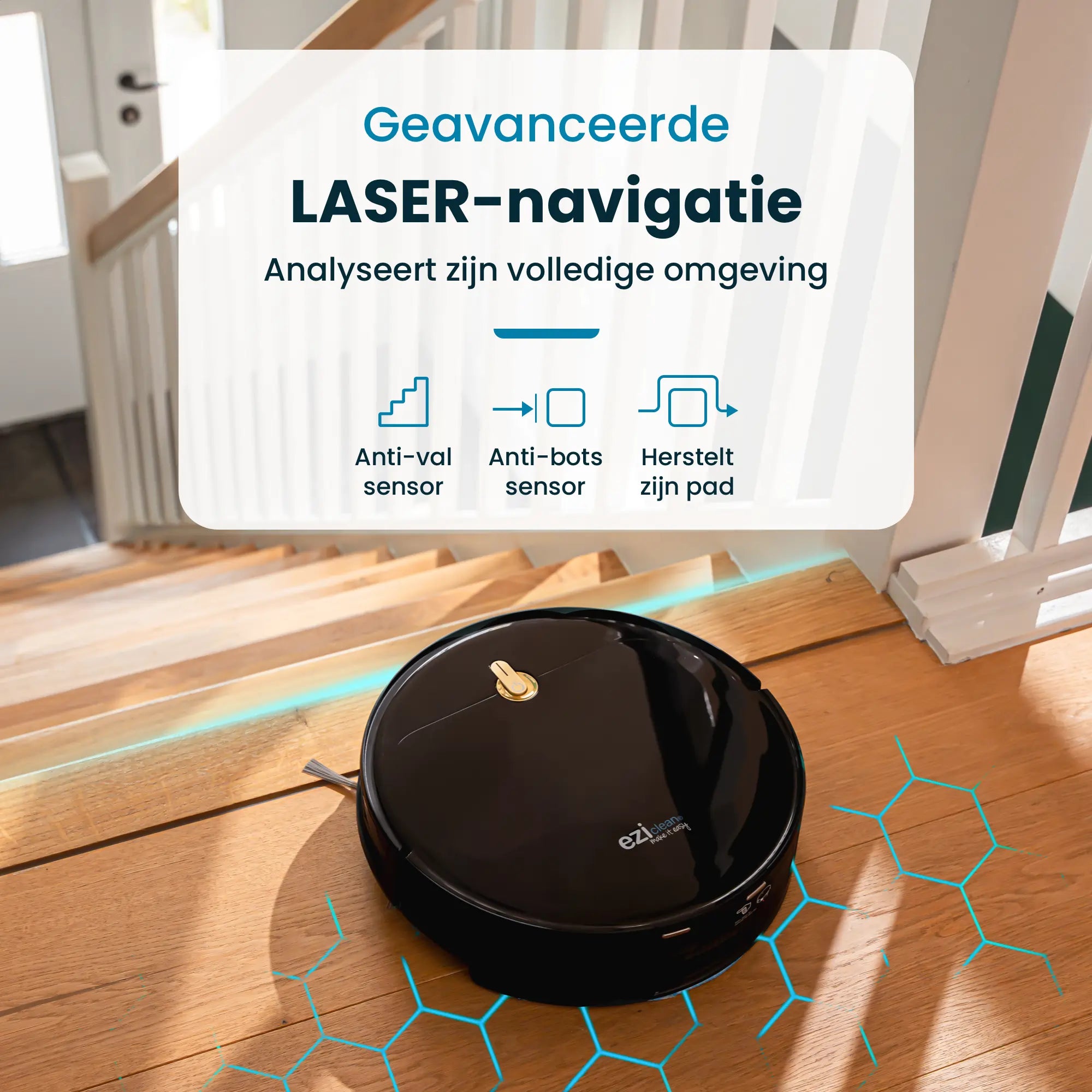 Eziclean® I-Bot Z5 Robotstofzuiger met Geavanceerde Dweilfunctie voor Eenvoudige Schoonmaakervaring - modernized.nl