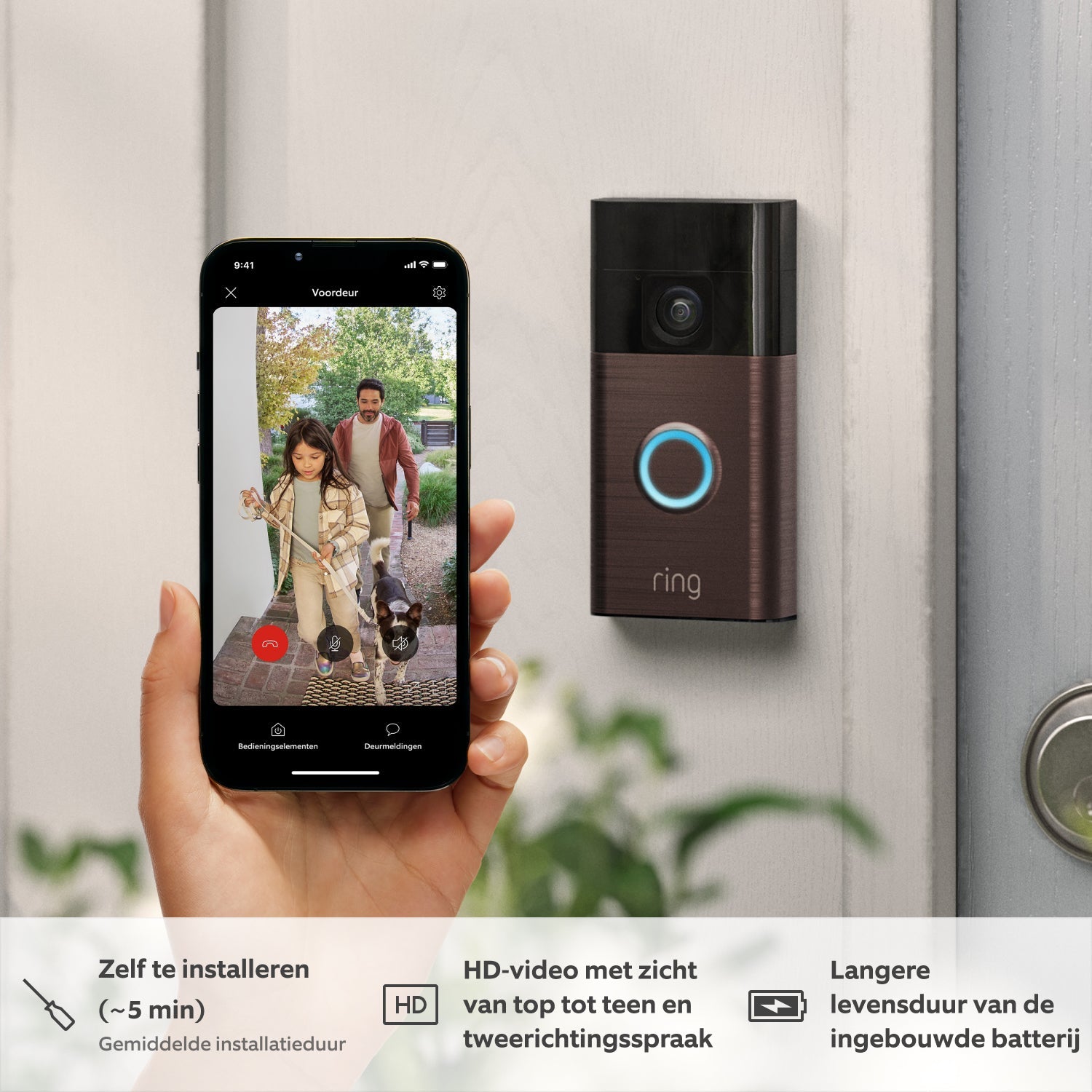 Videodeurbel op batterij (Battery Video Doorbell)