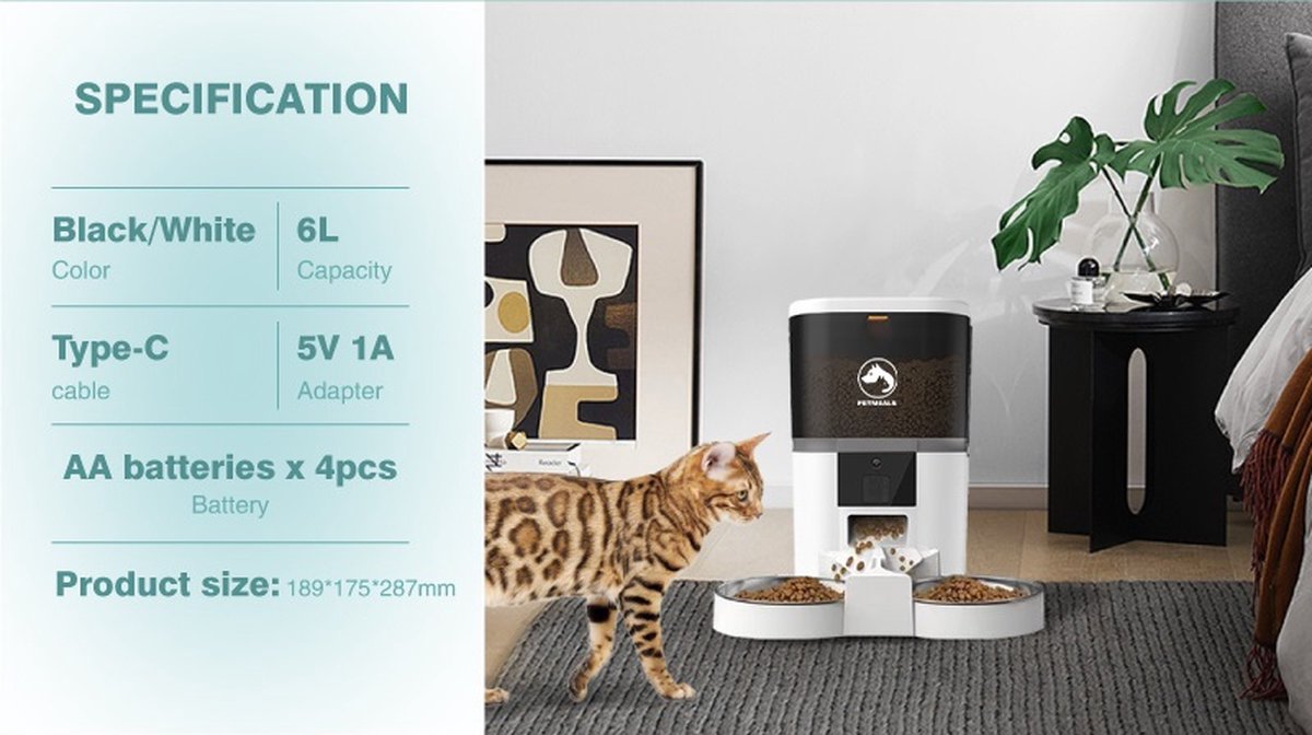 PetMeals® Smart WiFi-Enabled Automatic Feeder - Dual Bowl Design - modernized.nl