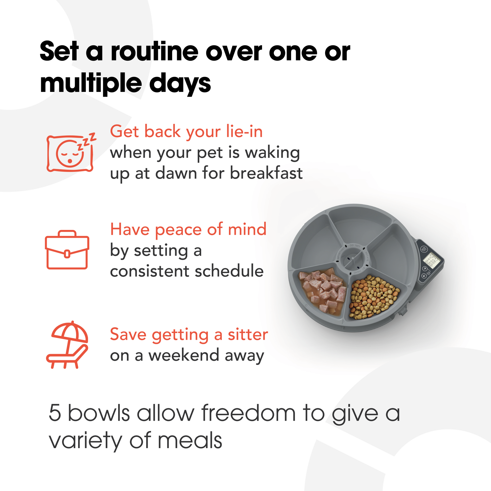 Five-meal Automatic Pet Feeder with Digital Timer (C500)