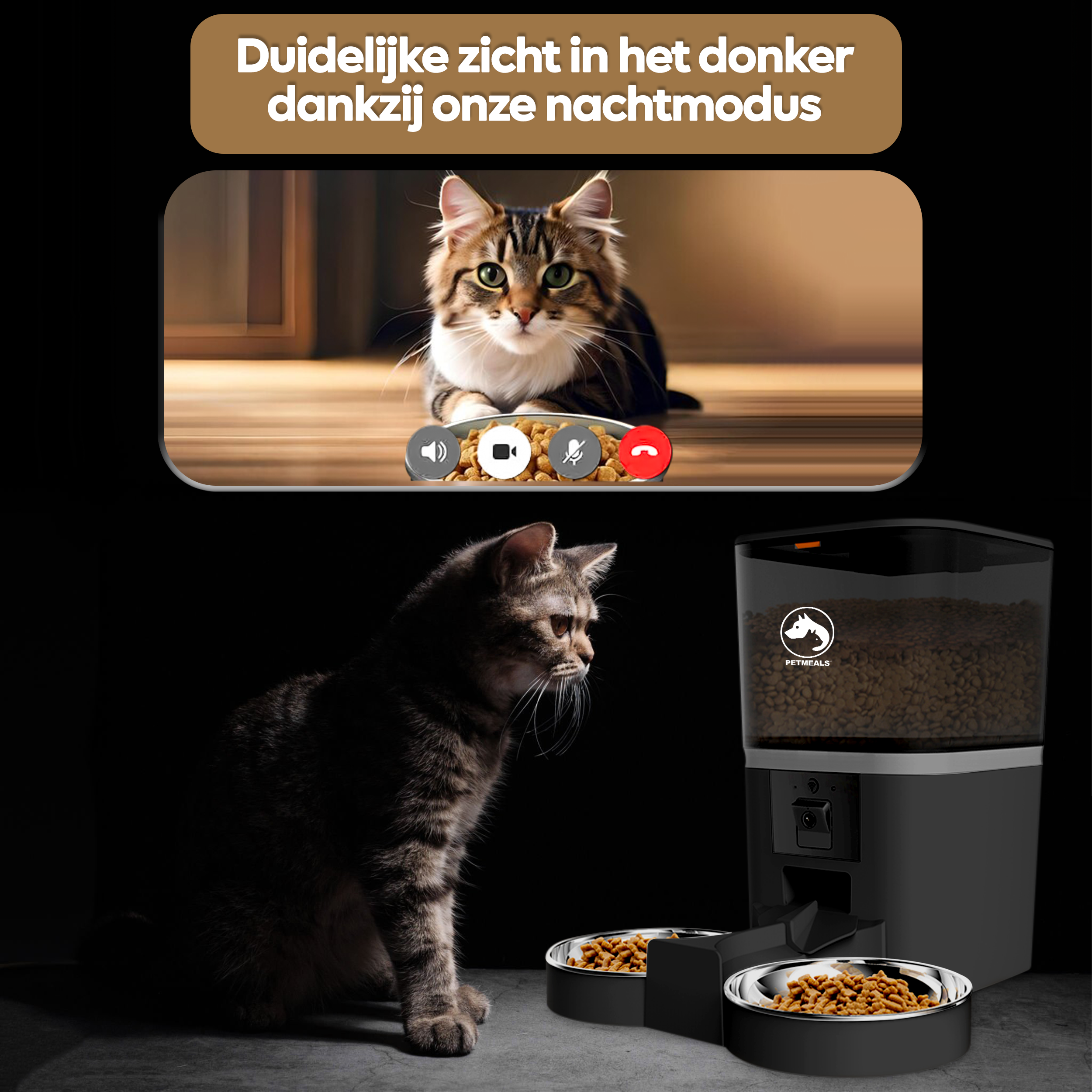 PetMeals® Automatische Voerbak met Camera - Dubbele Kom voor Zorgeloze Voeding - modernized.nl